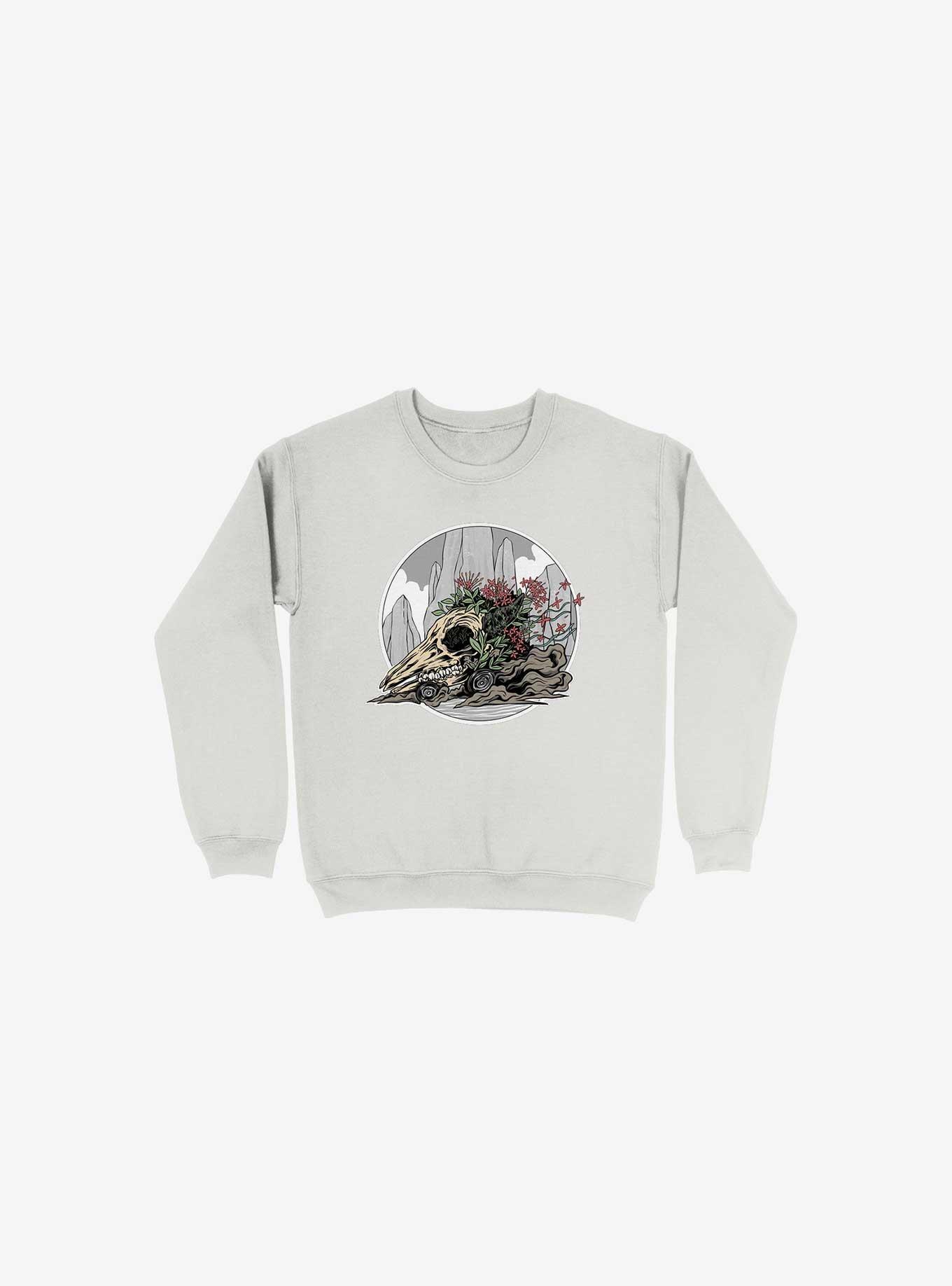 Race The Time Skull White Sweatshirt, WHITE, hi-res