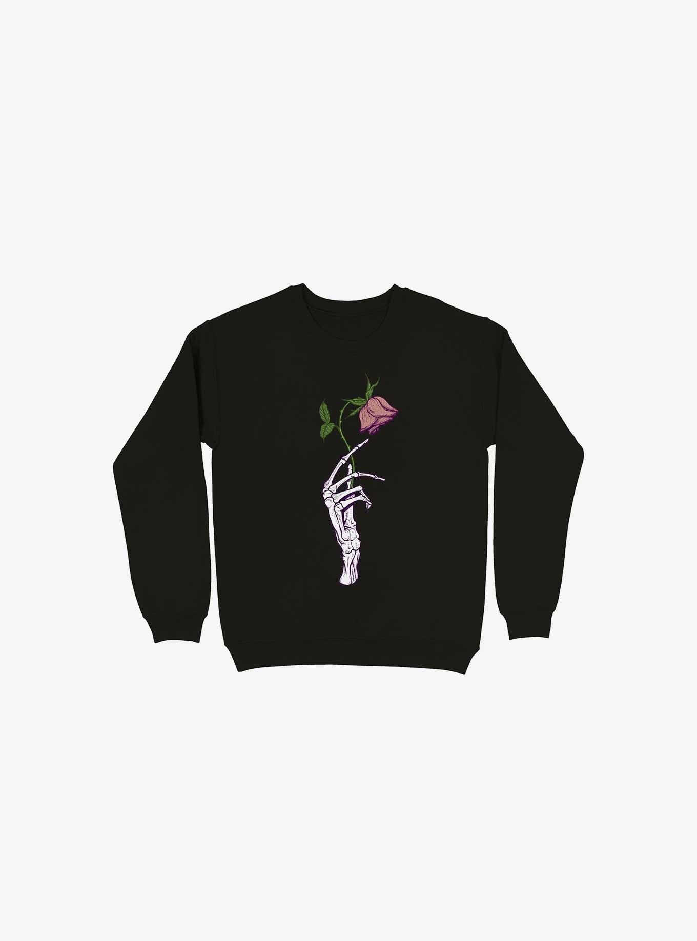 The Dead Rose Skeleton Hand Black Sweatshirt, BLACK, hi-res