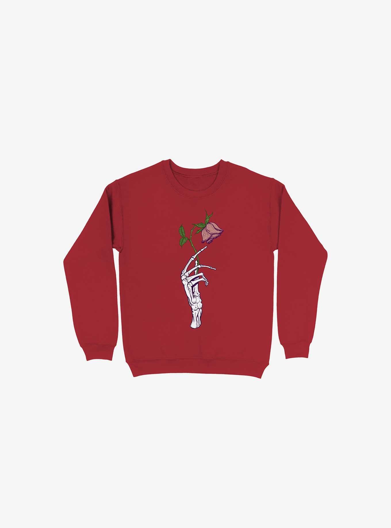 The Dead Rose Skeleton Hand Red Sweatshirt, , hi-res