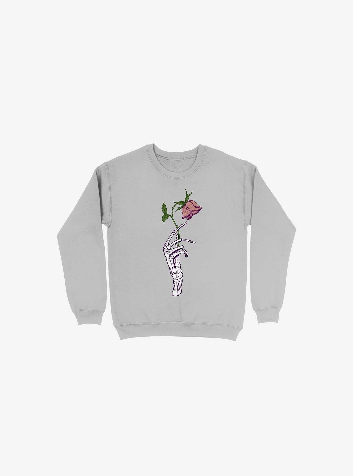 The Dead Rose Skeleton Hand Silver Sweatshirt, , hi-res