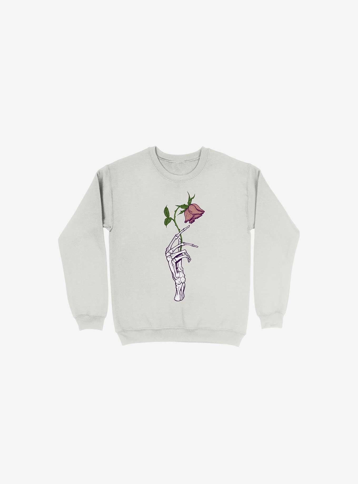 The Dead Rose Skeleton Hand White Sweatshirt WHITE Hot Topic