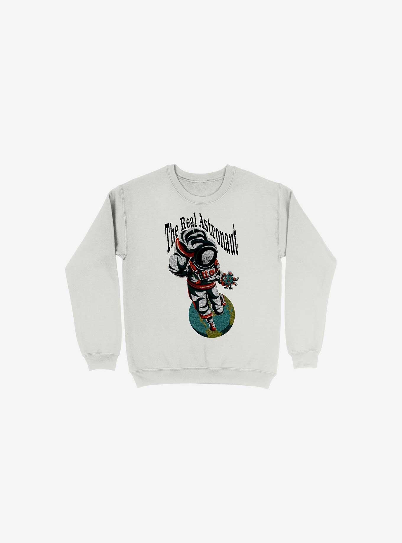 The Real Astronaut Skull White Sweatshirt, , hi-res