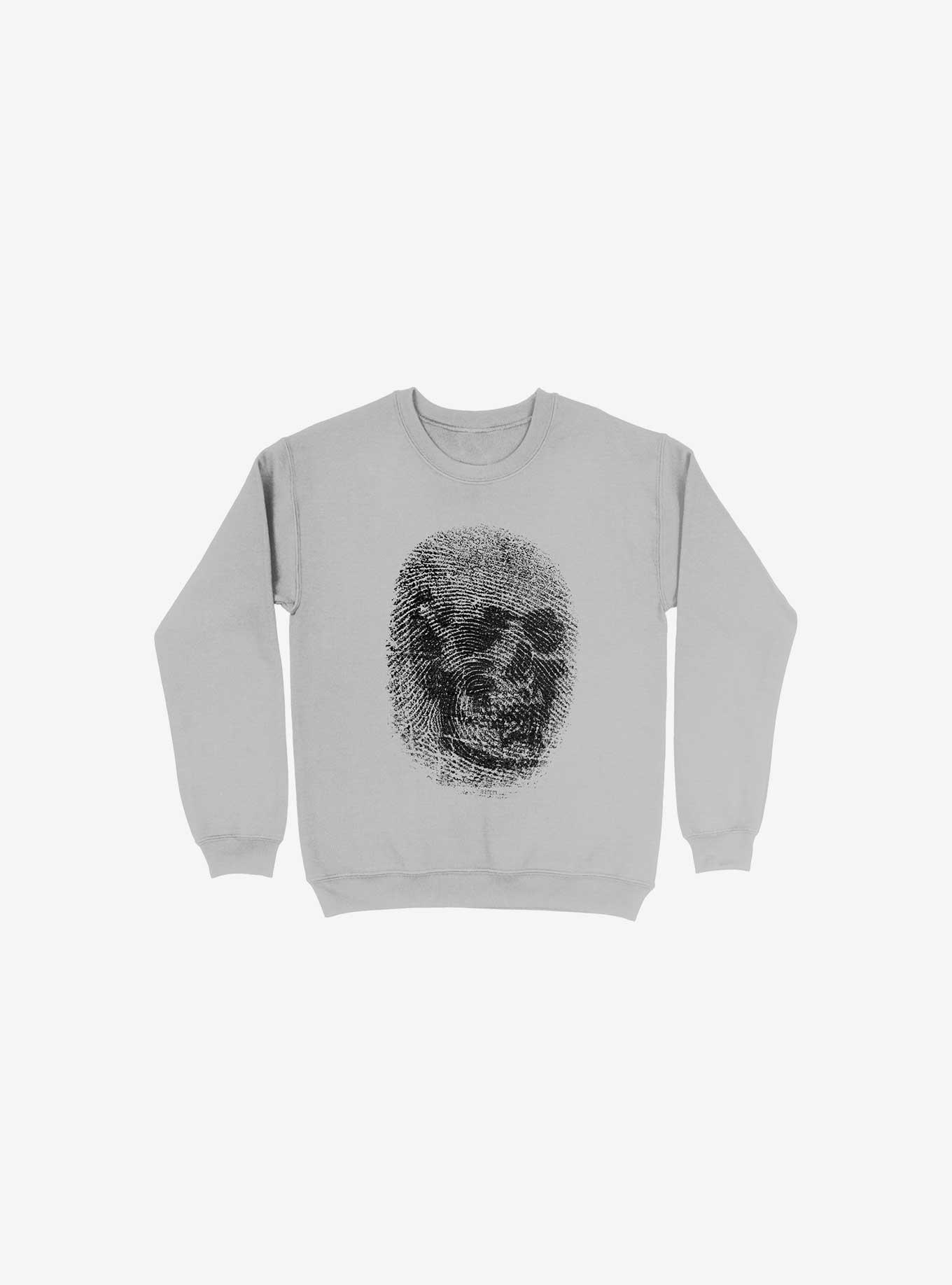 Unique And Equal Skull Fingerprint Silver Sweatshirt, , hi-res