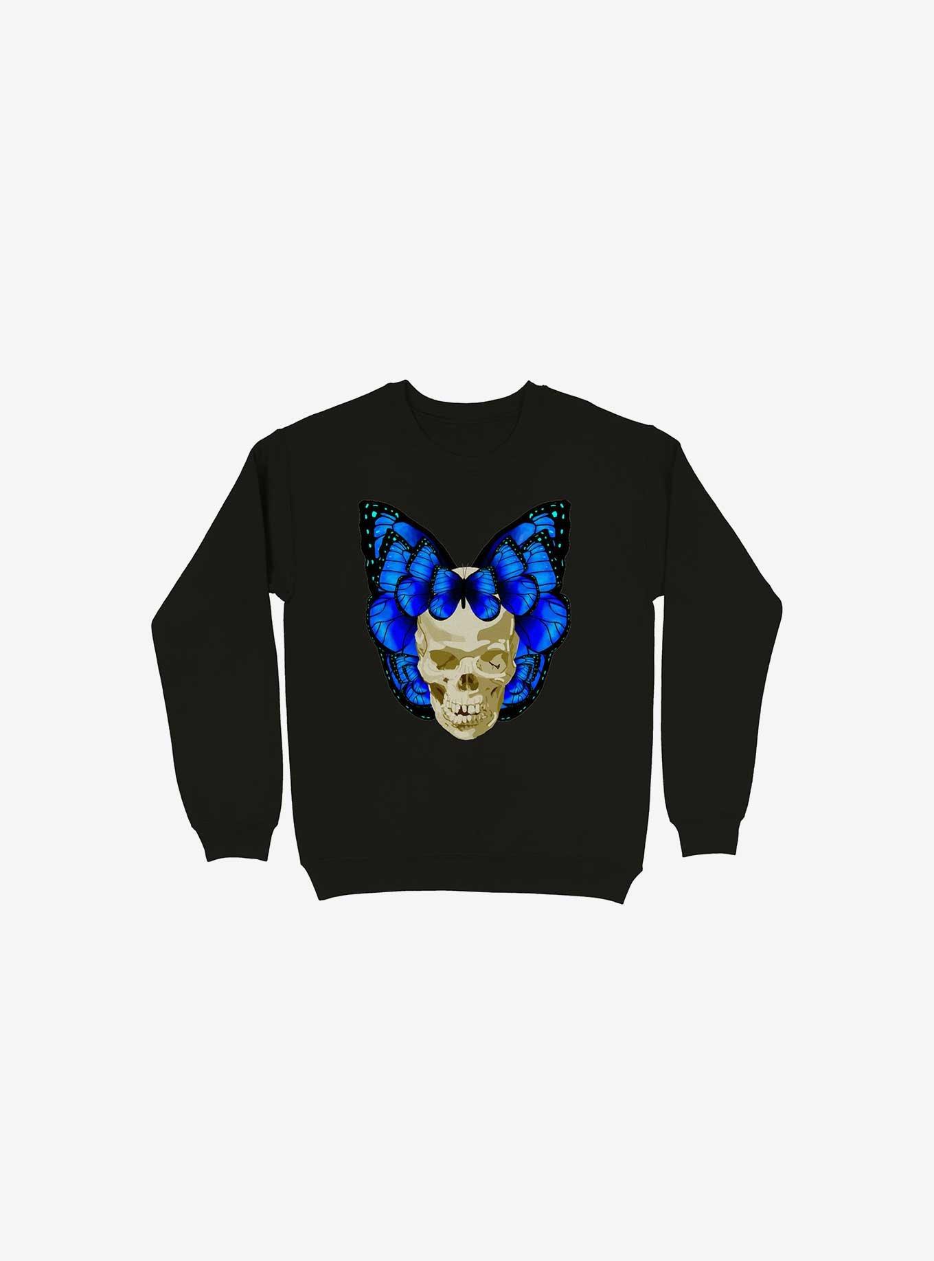 Wings Of Death Butterfly Skull Black Sweatshirt, BLACK, hi-res