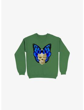 Wings Of Death Butterfly Skull Kelly Green Sweatshirt, , hi-res