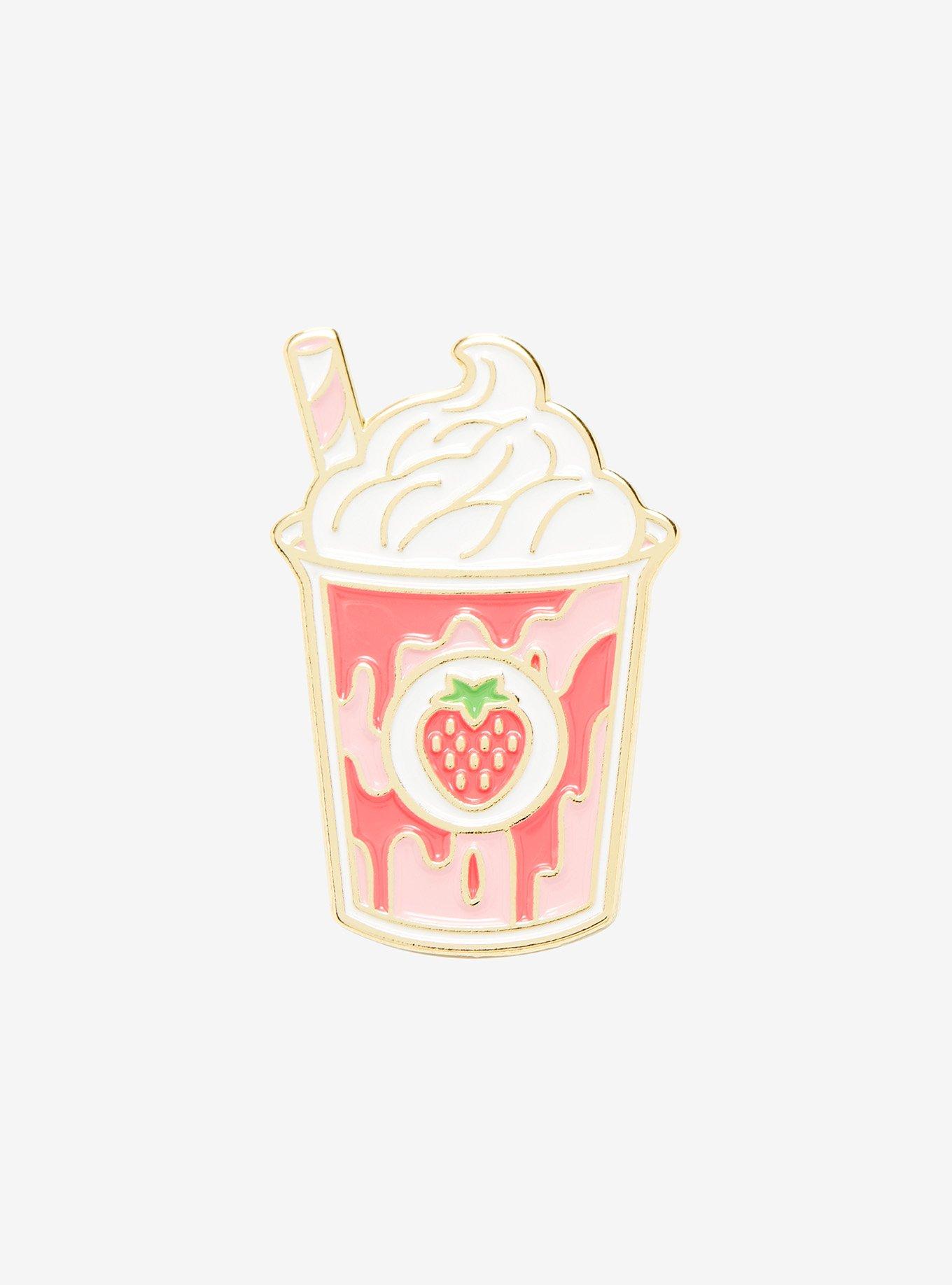 Strawberry Milkshake Enamel Pin, , hi-res