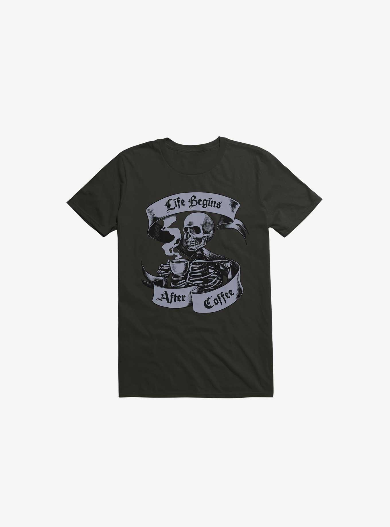 Beans & Bones Coffee Skeleton Black T-Shirt, BLACK, hi-res
