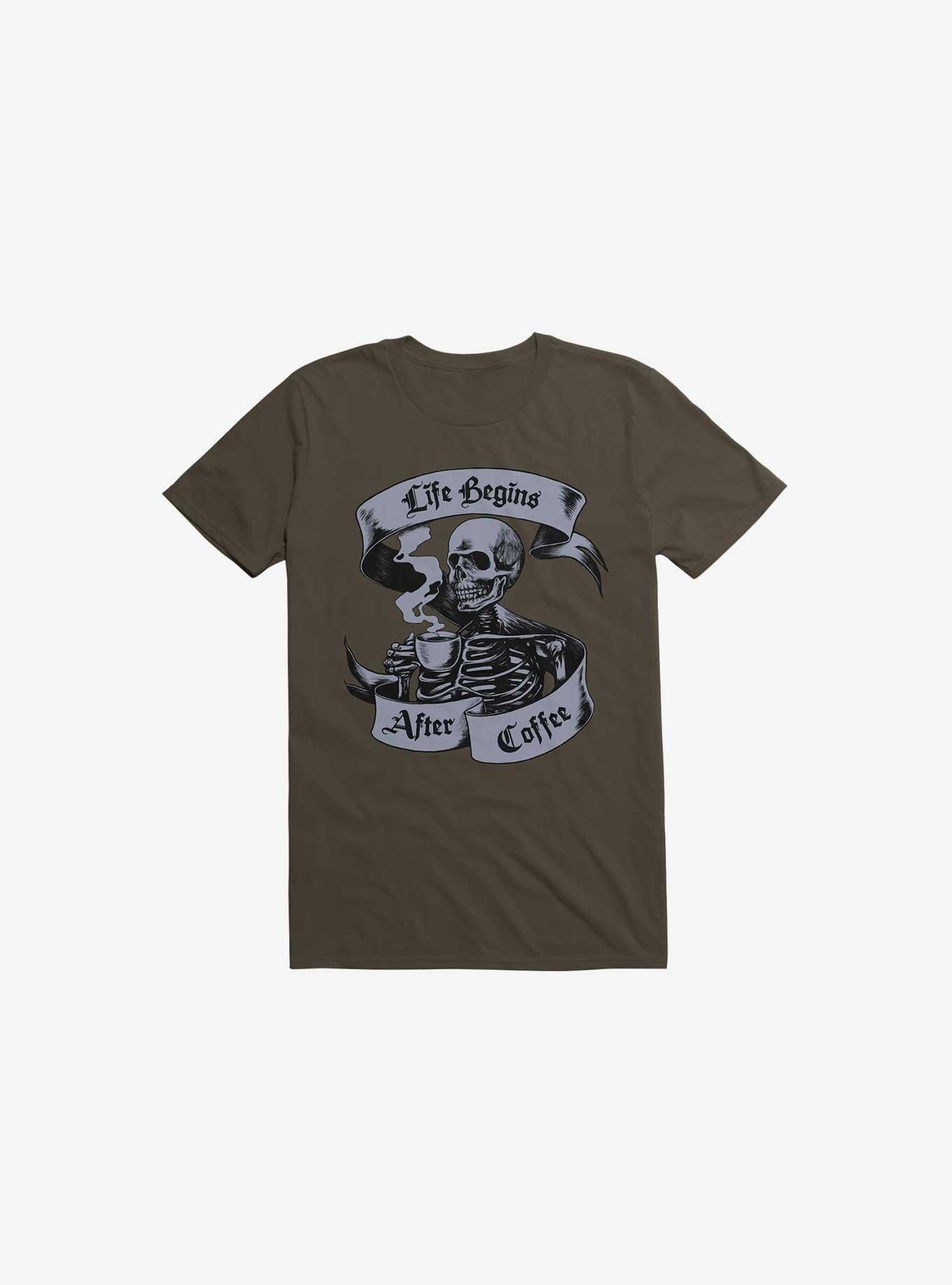 Beans & Bones Coffee Skeleton Brown T-Shirt, BROWN, hi-res