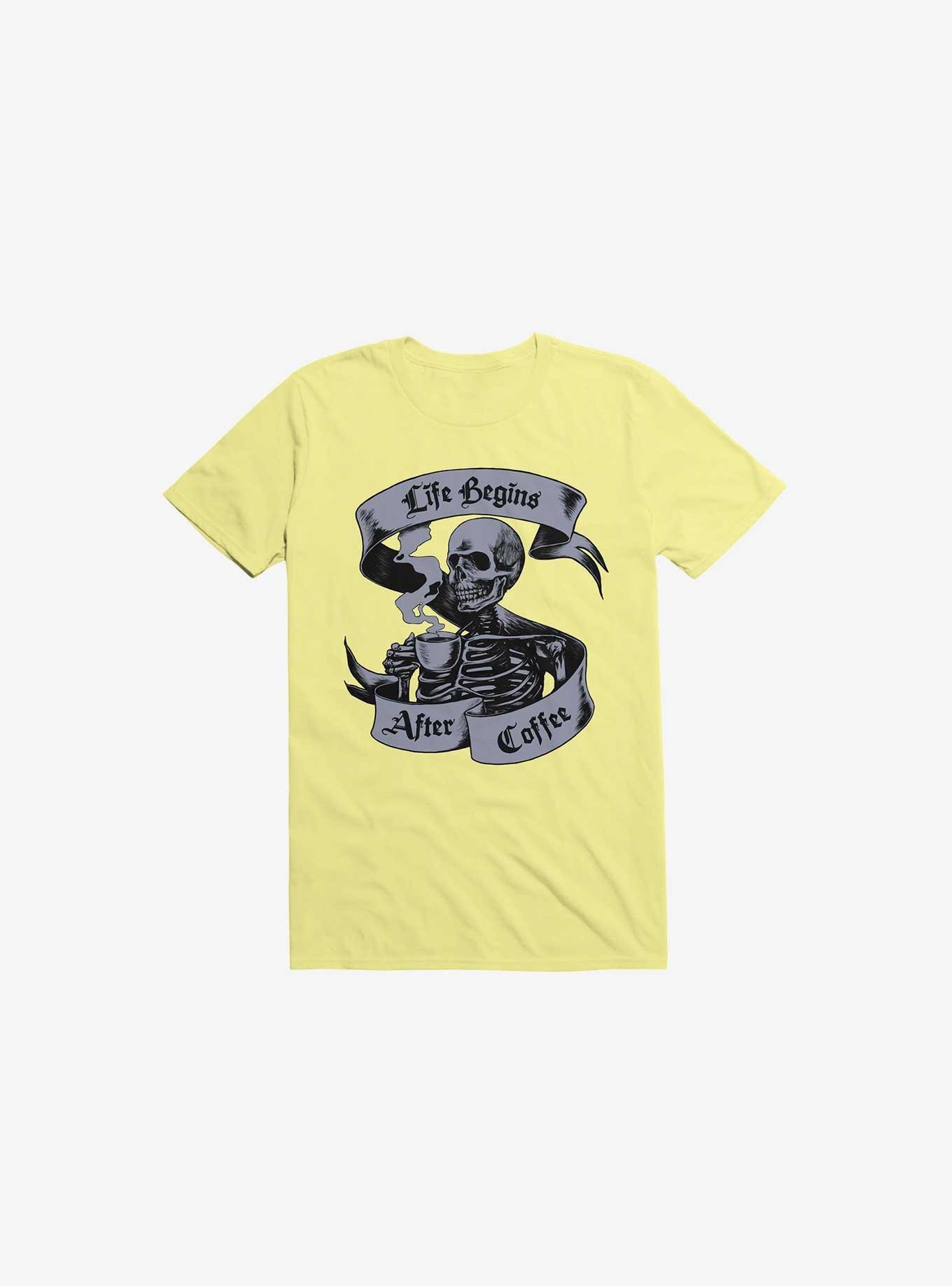 Beans & Bones Coffee Skeleton Corn Silk Yellow T-Shirt, , hi-res