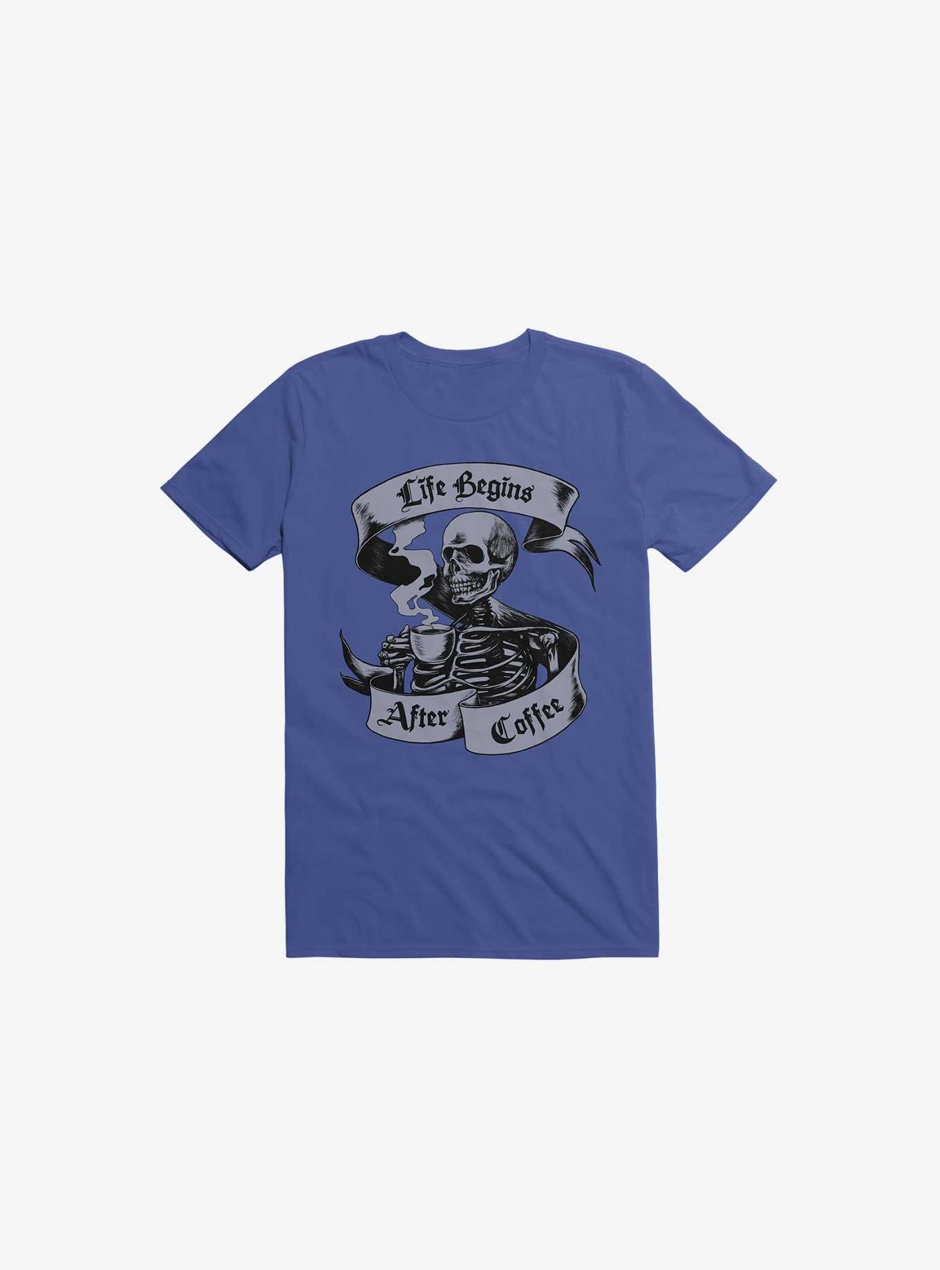 Beans & Bones Coffee Skeleton Royal Blue T-Shirt, , hi-res
