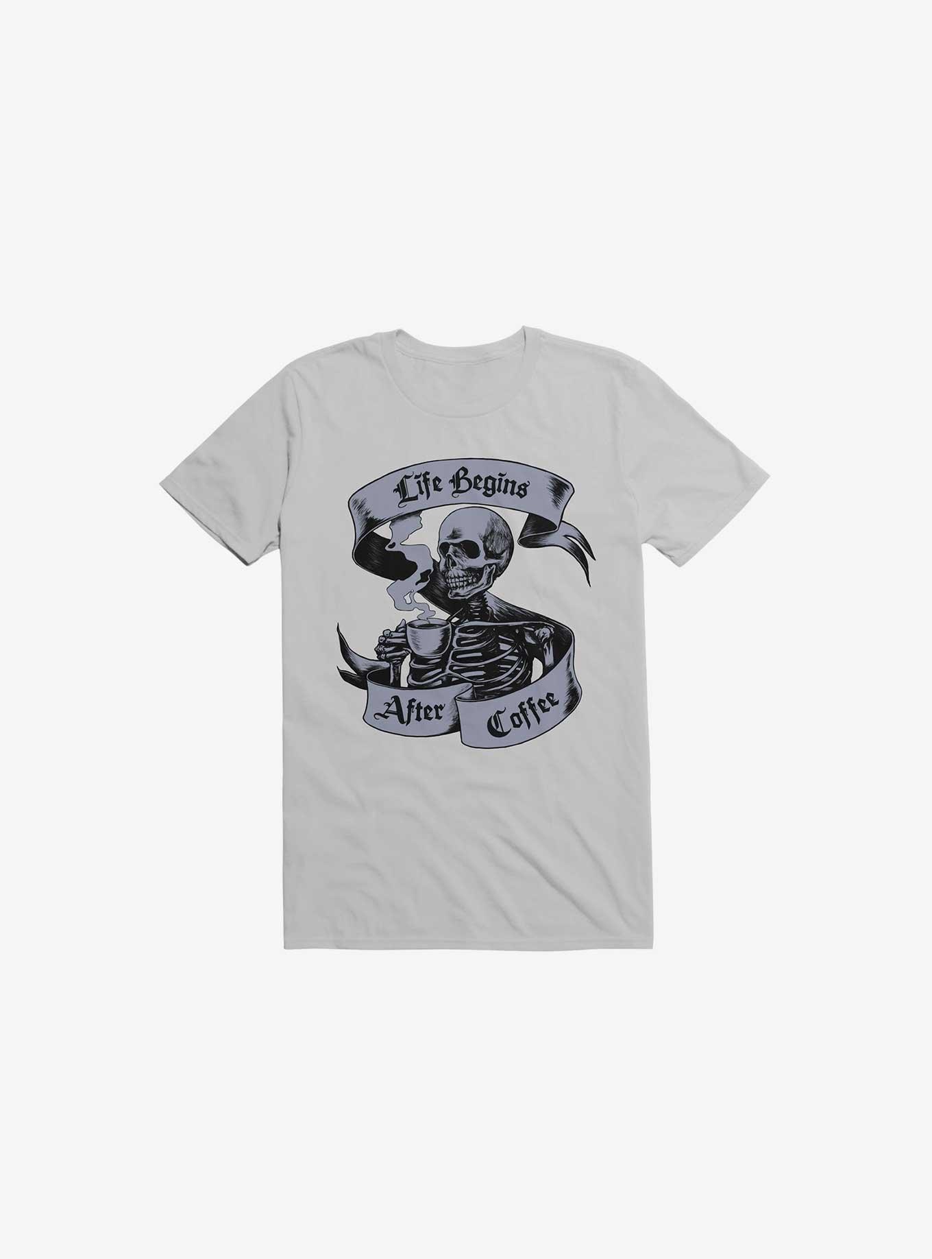 Beans & Bones Coffee Skeleton Ice Grey T-Shirt, ICE GREY, hi-res