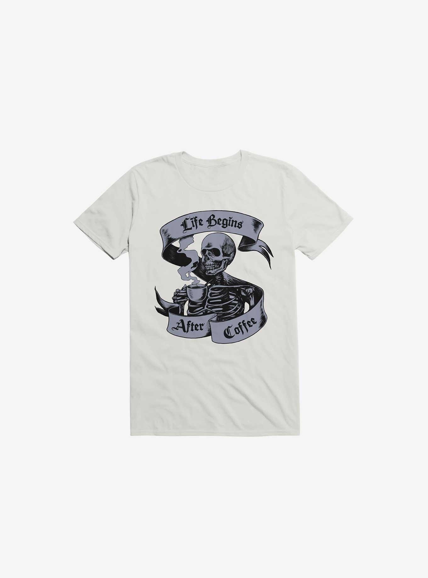 Beans & Bones Coffee Skeleton White T-Shirt
