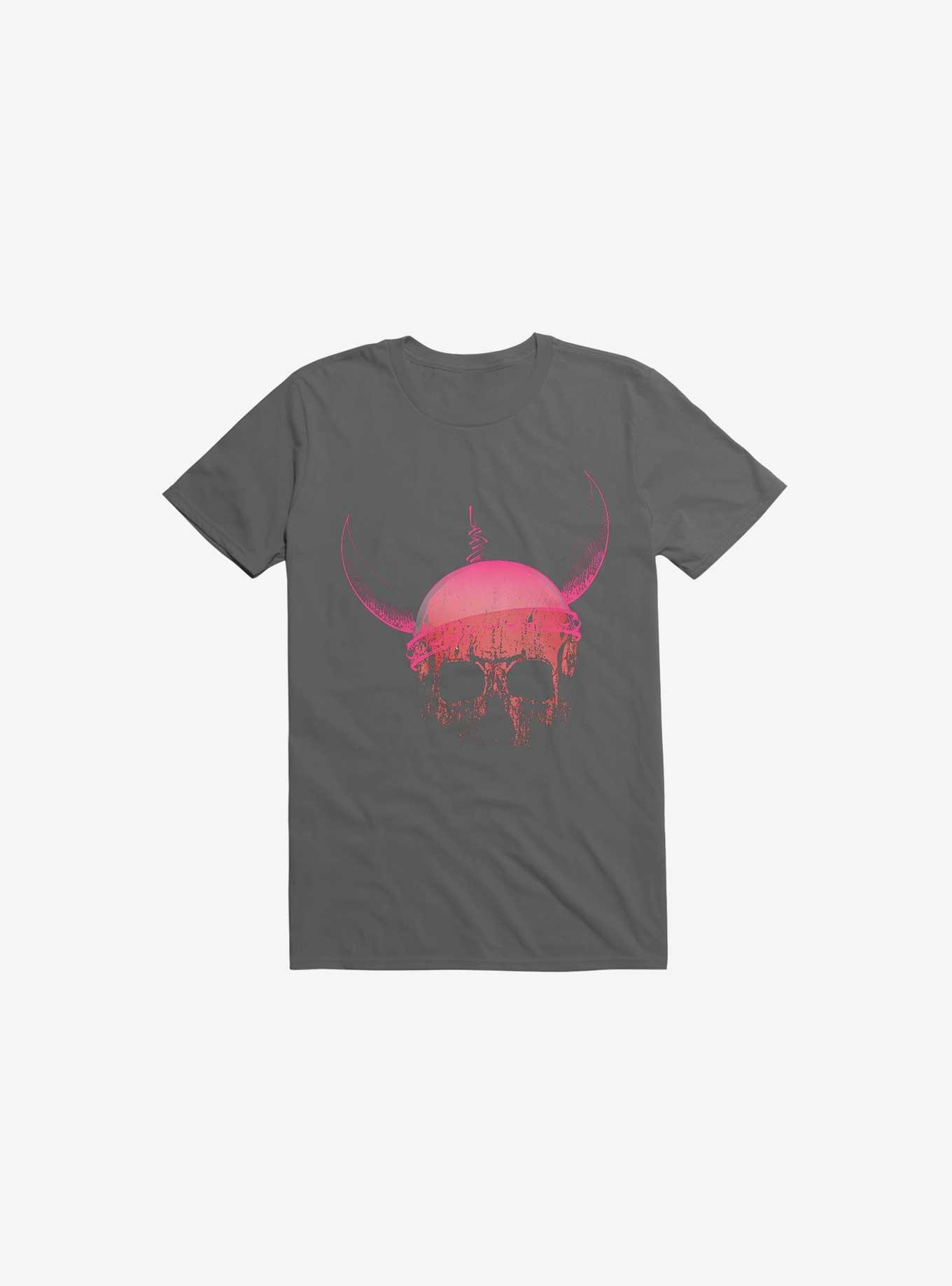 Blood Skull With Viking Helmet Asphalt Grey T-Shirt, ASPHALT, hi-res