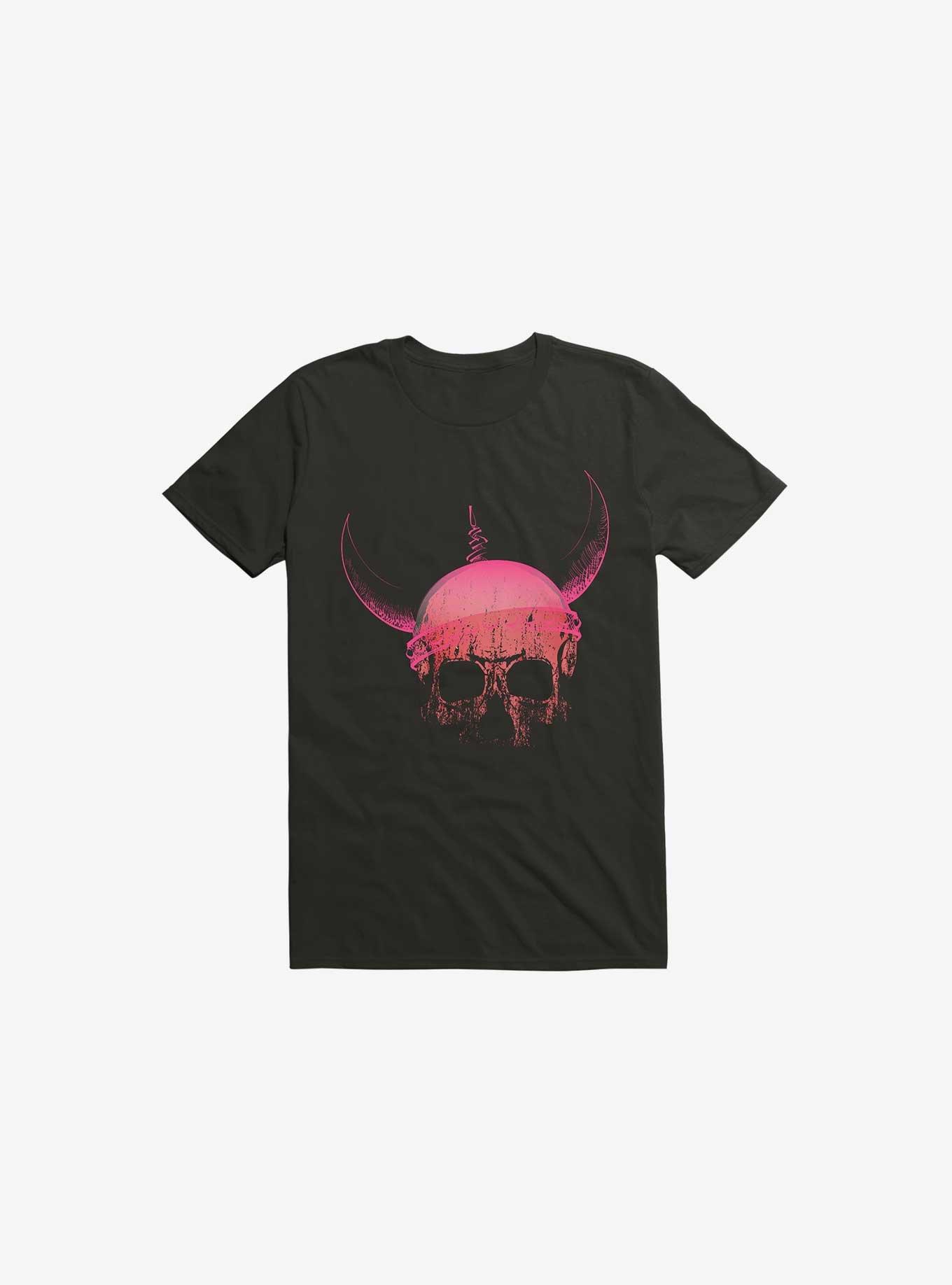 Blood Skull With Viking Helmet Black T-Shirt, , hi-res