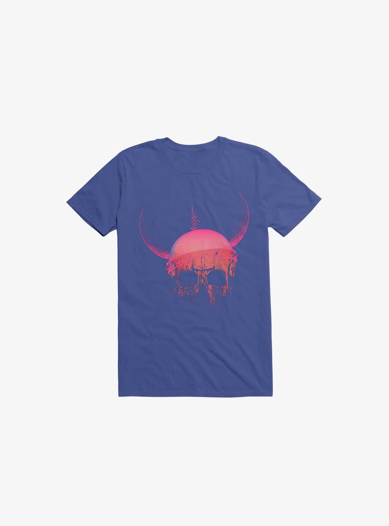 Blood Skull With Viking Helmet Royal Blue T-Shirt, ROYAL, hi-res