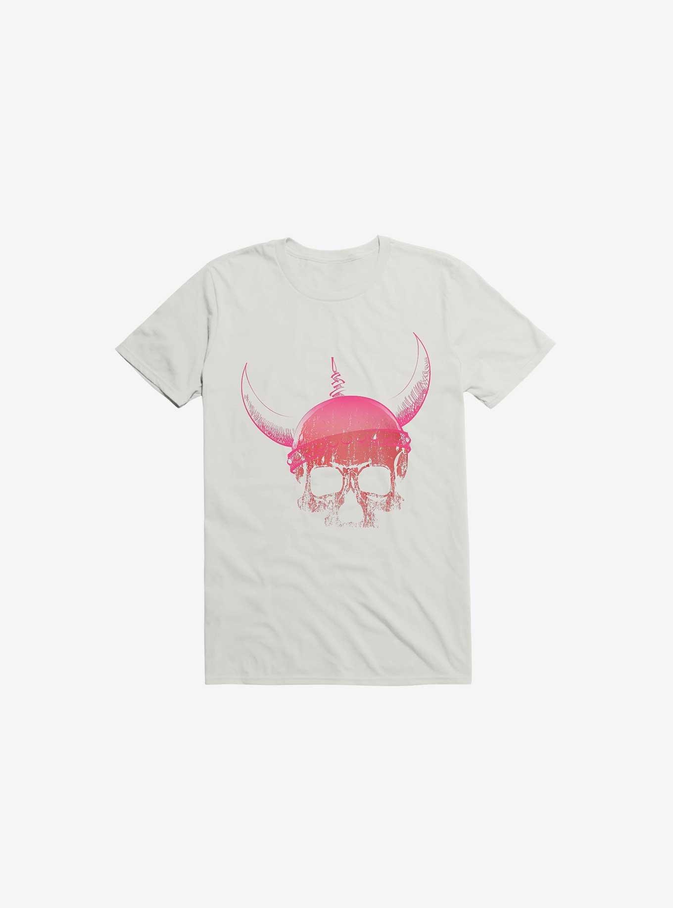 Blood Skull With Viking Helmet White T-Shirt, , hi-res