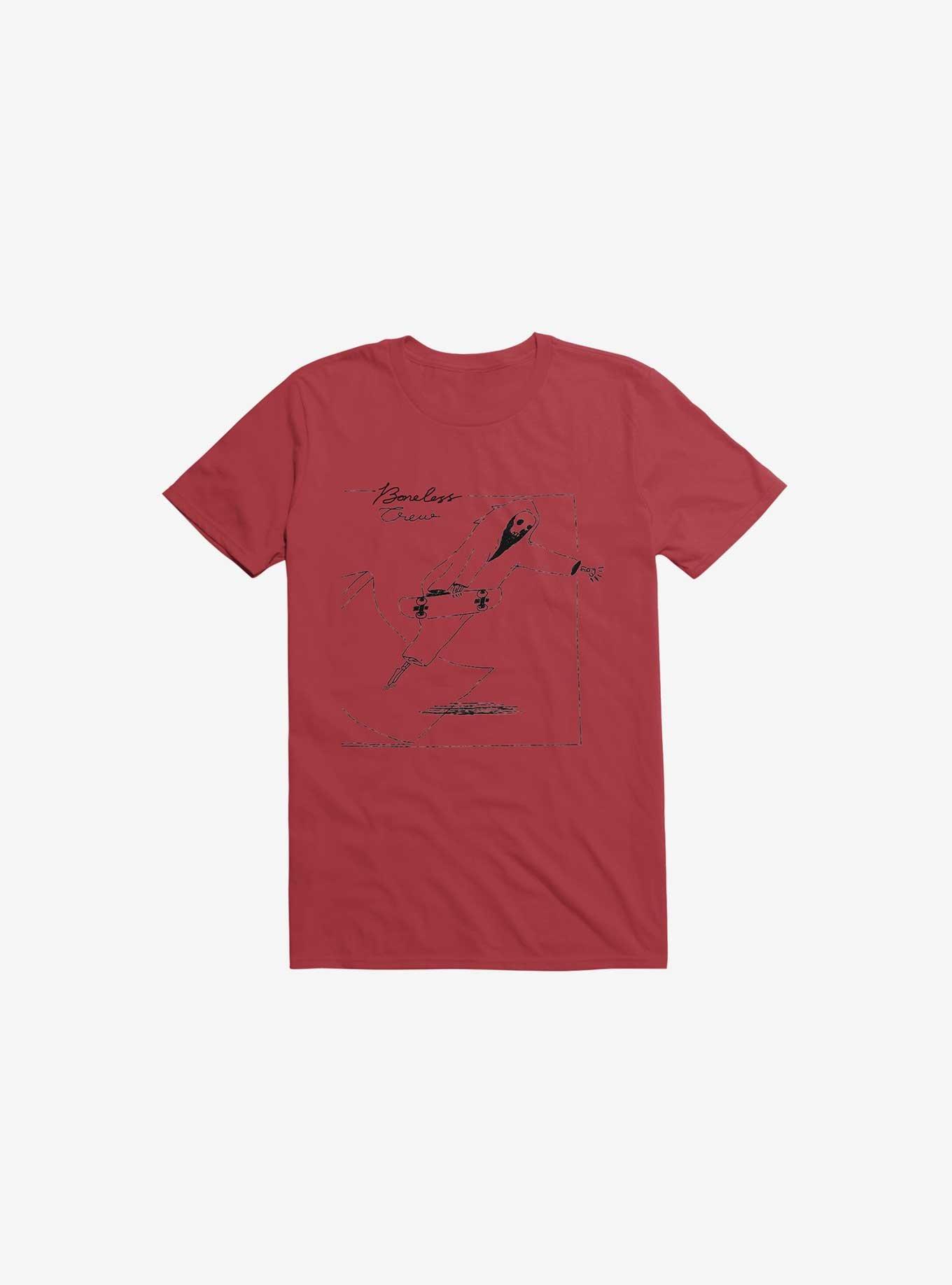 Boneless Crew Skater Skeleton Red T-Shirt, RED, hi-res