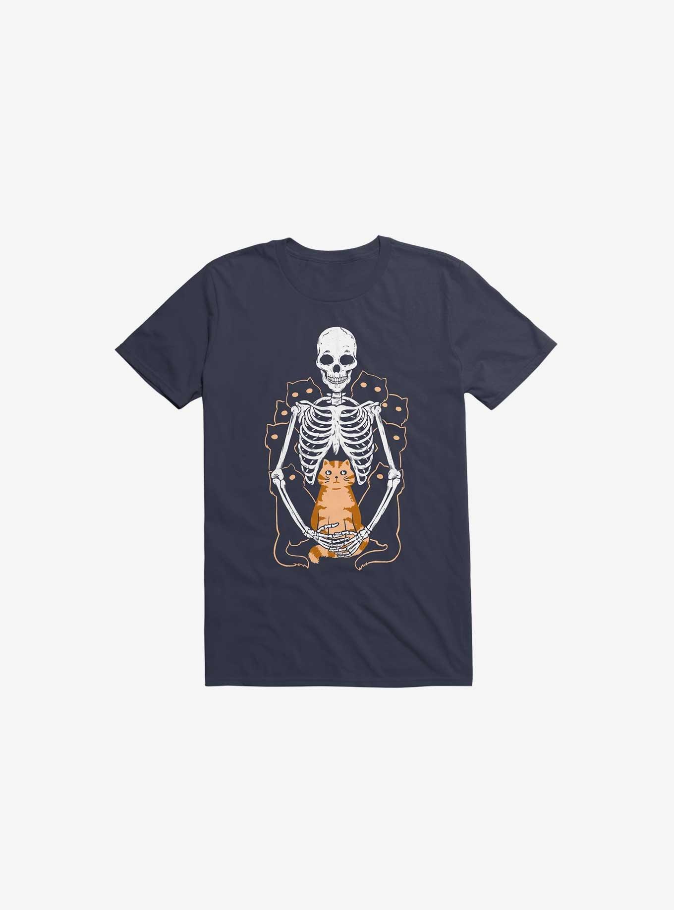 I Wish I Was My Cat Skeleton Navy Blue T-Shirt, , hi-res
