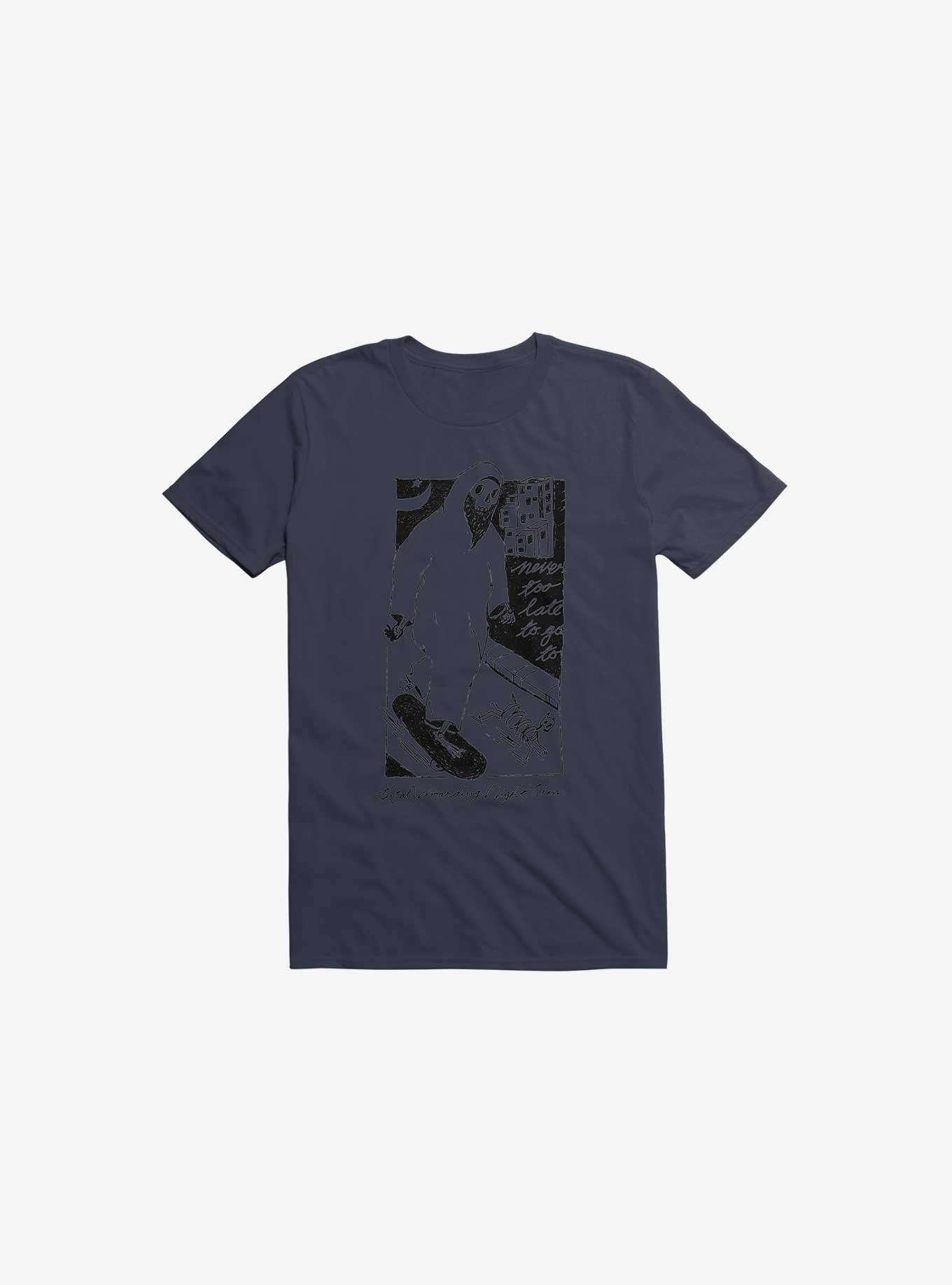 Nightclashh Skateboard Navy Blue T-Shirt, , hi-res