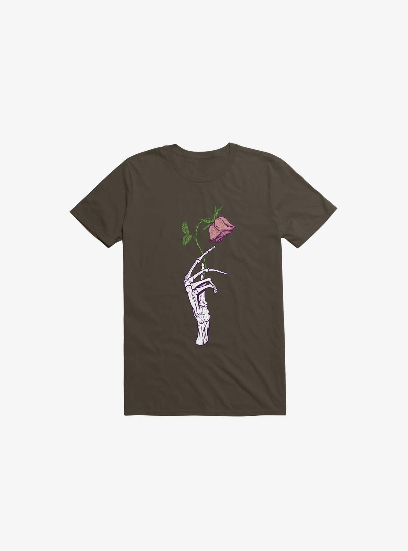 The Dead Rose Skeleton Hand Brown T-Shirt, , hi-res