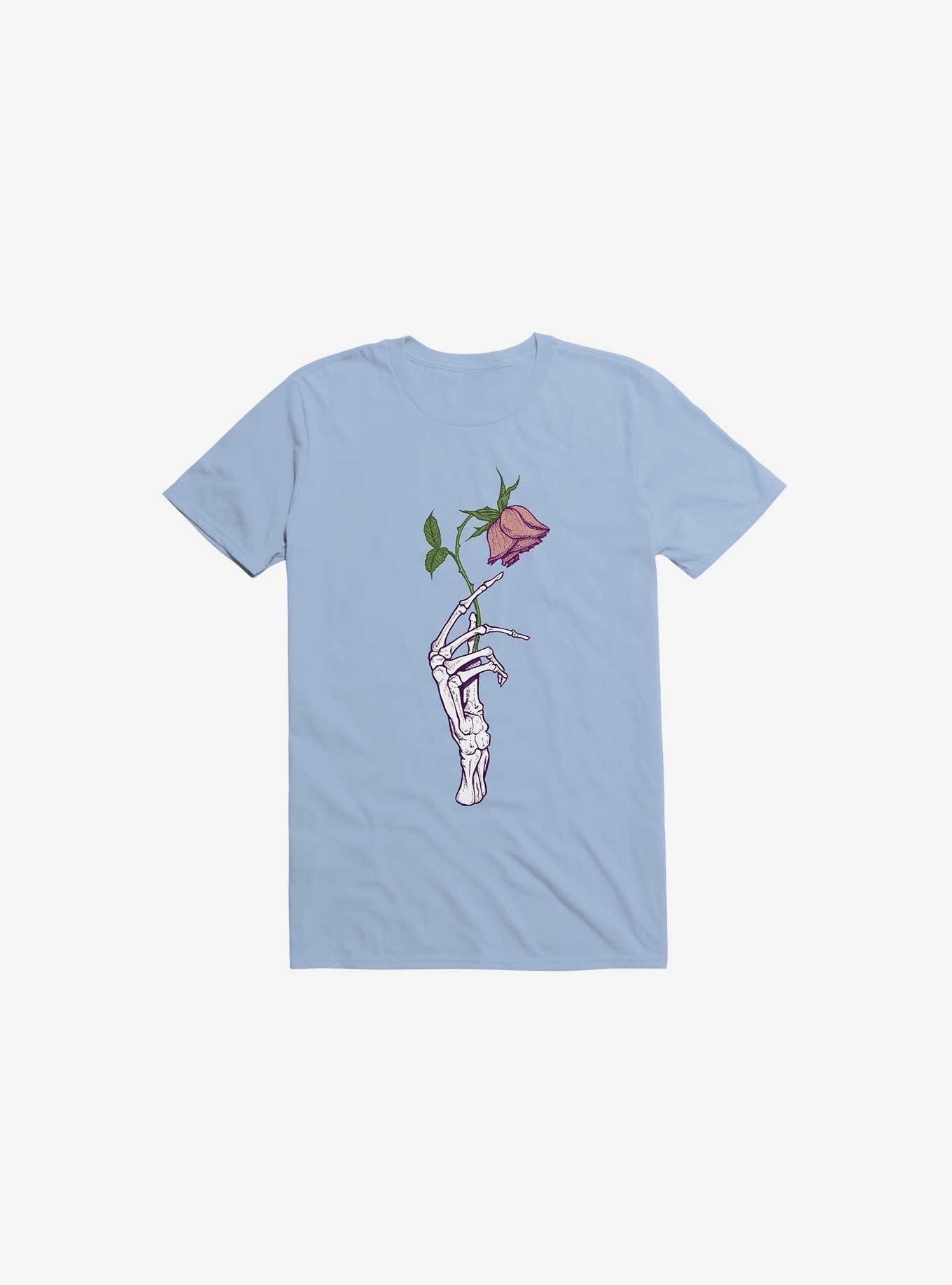 The Dead Rose Skeleton Hand Light Blue T-Shirt, LIGHT BLUE, hi-res