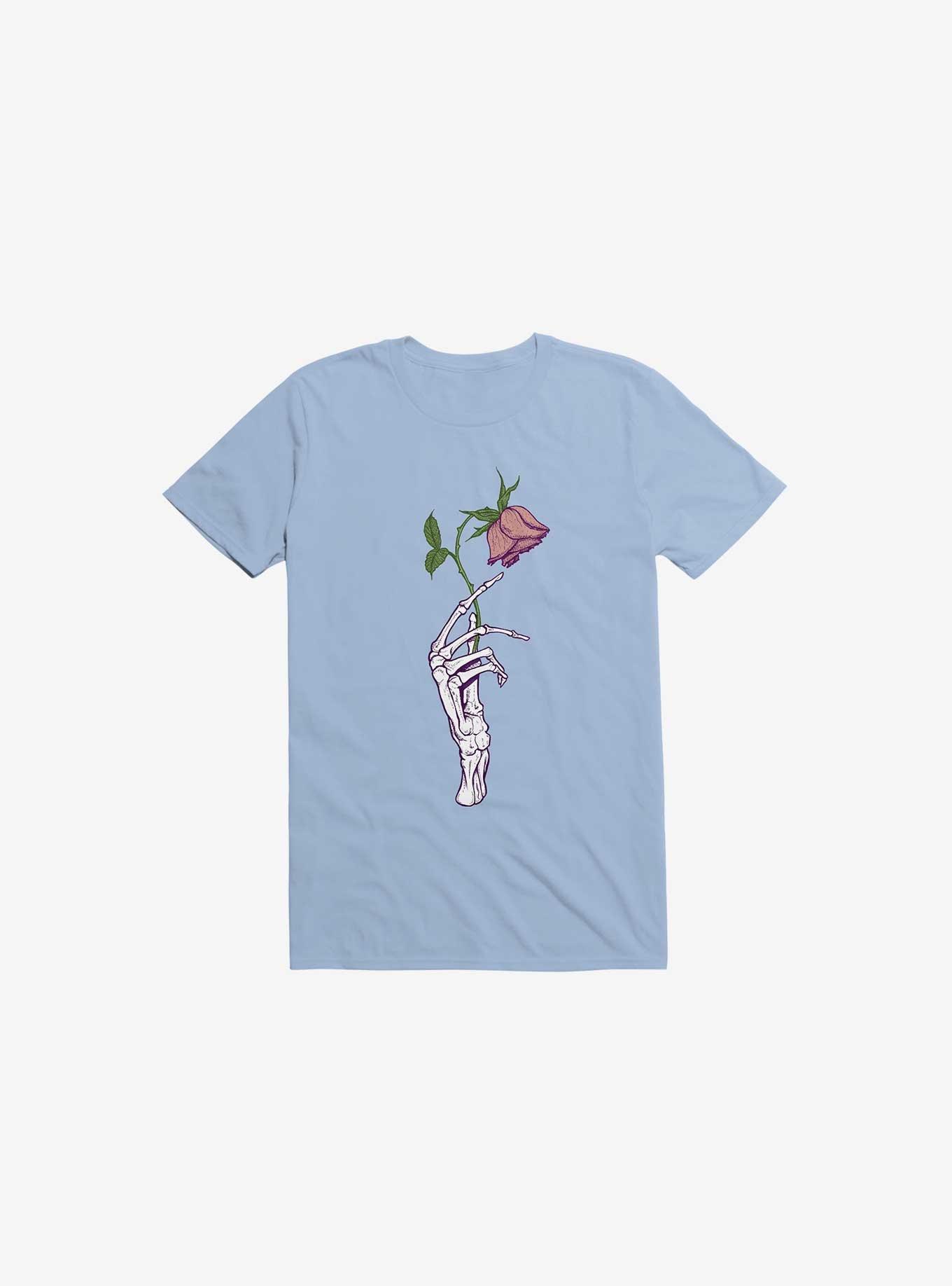 The Dead Rose Skeleton Hand Light Blue T-Shirt, , hi-res