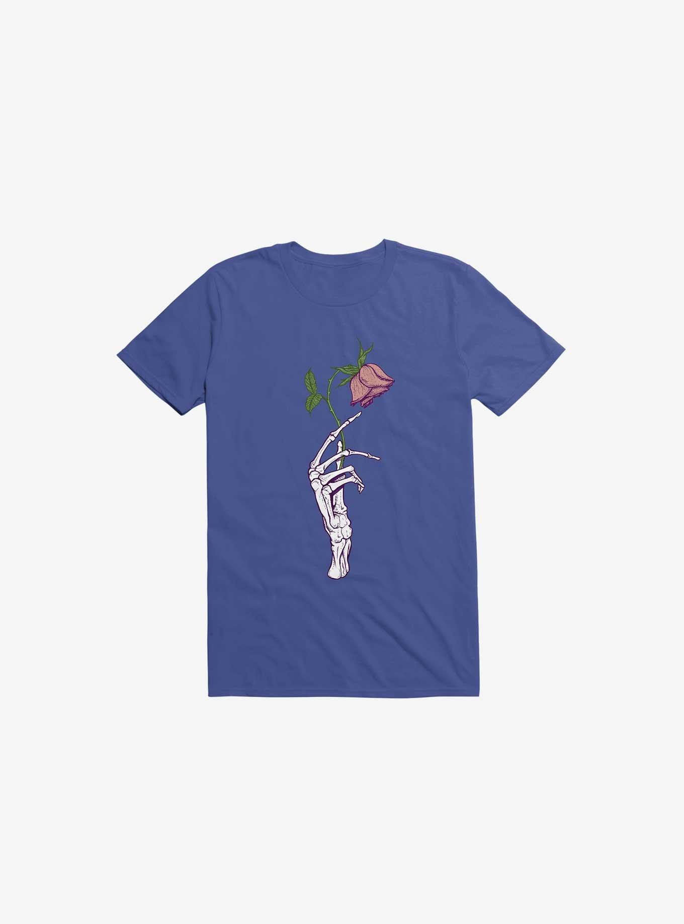 The Dead Rose Skeleton Hand Royal Blue T-Shirt