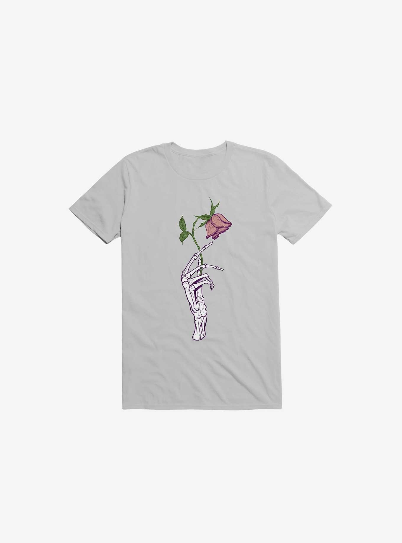 The Dead Rose Skeleton Hand Ice Grey T-Shirt, , hi-res