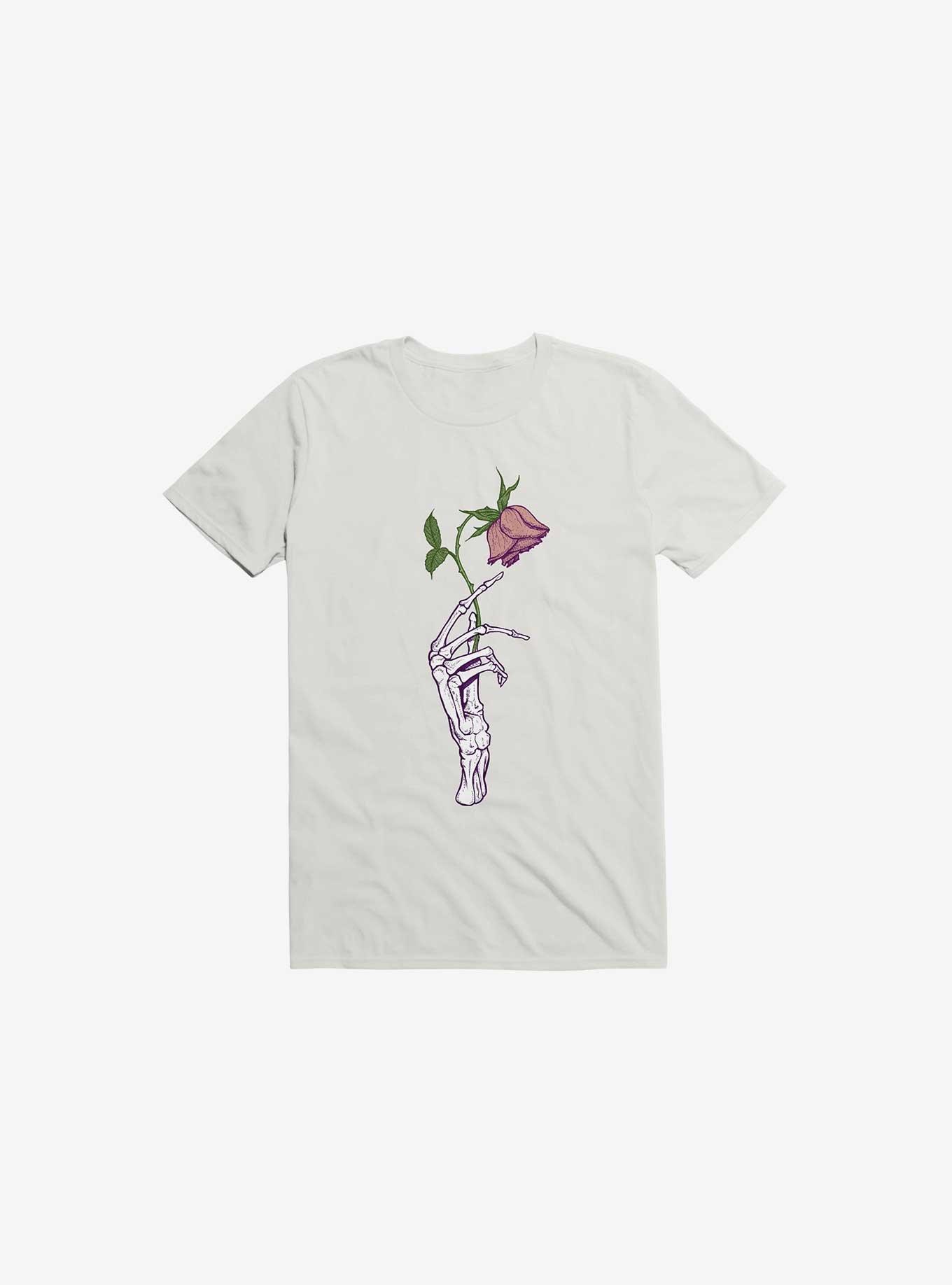 The Dead Rose Skeleton Hand White T-Shirt, , hi-res