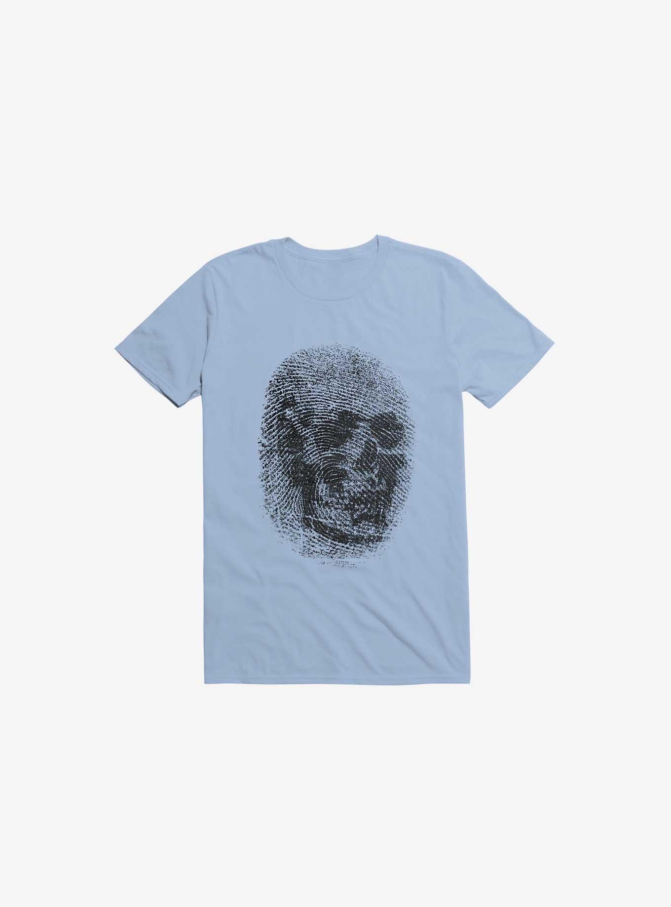 Unique And Equal Skull Fingerprint Light Blue T-Shirt, LIGHT BLUE, hi-res