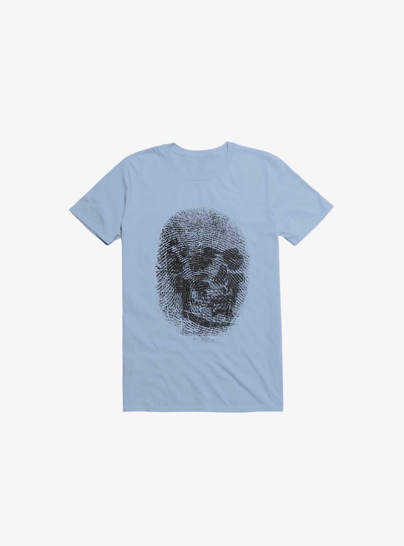 Unique And Equal Skull Fingerprint Light Blue T-Shirt, , hi-res