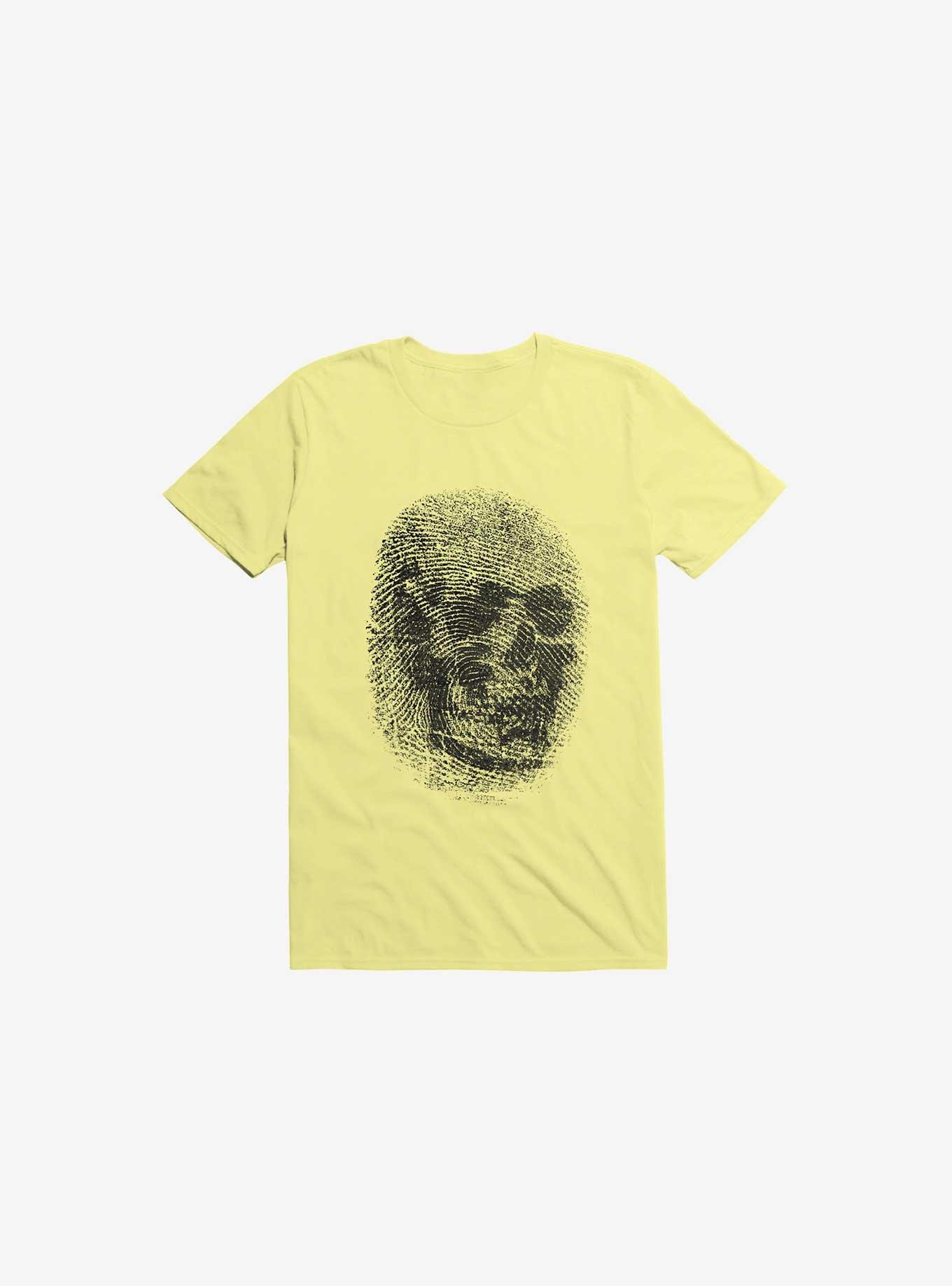 Unique And Equal Skull Fingerprint Corn Silk Yellow T-Shirt, , hi-res