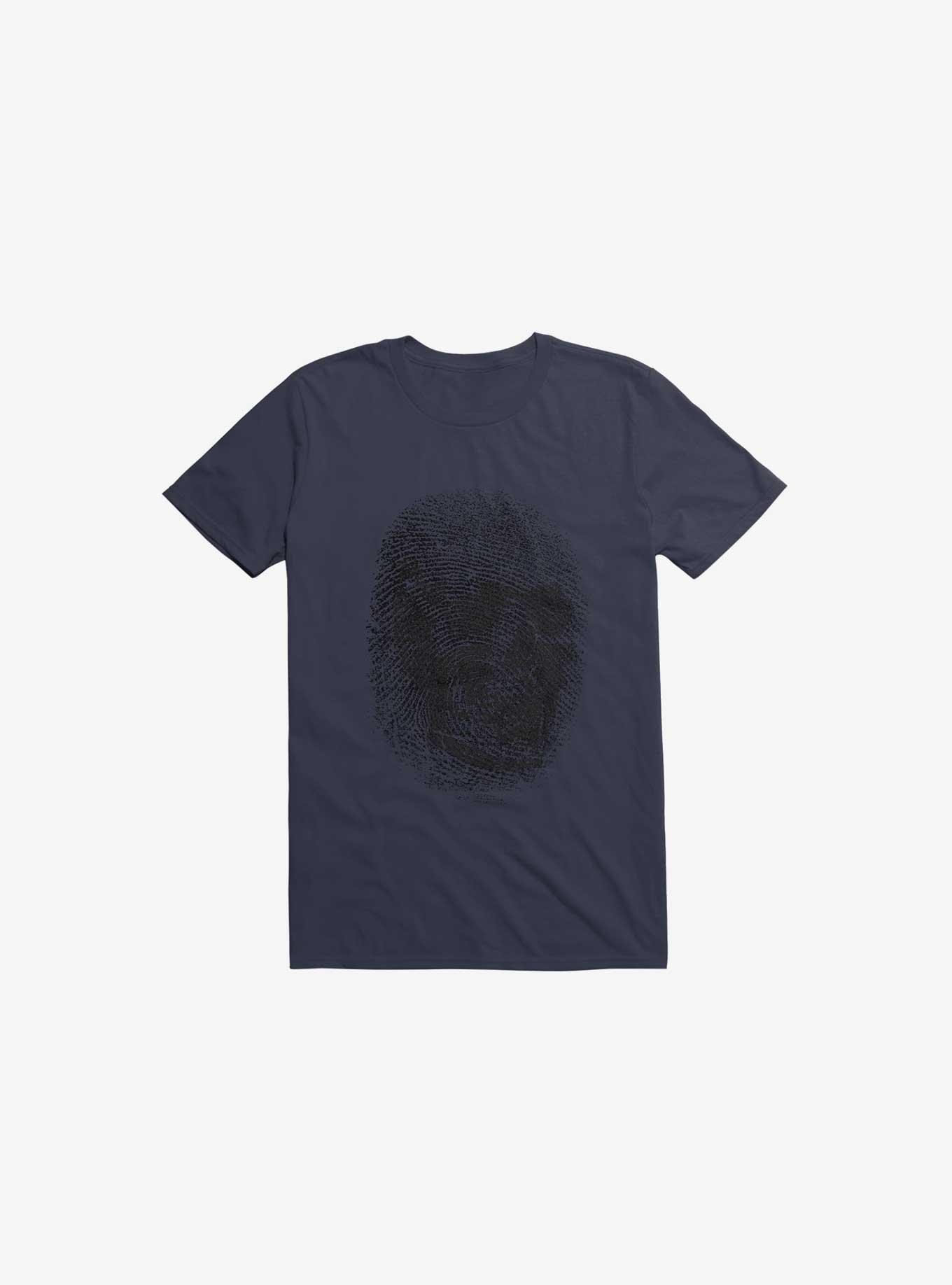 Unique And Equal Skull Fingerprint Navy Blue T-Shirt, , hi-res