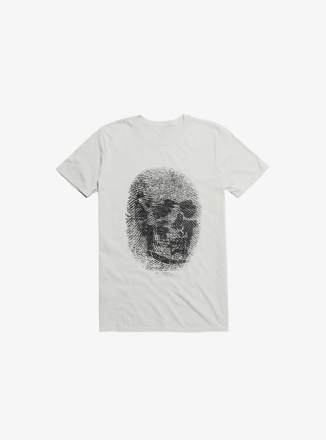 Unique And Equal Skull Fingerprint White T-Shirt, , hi-res