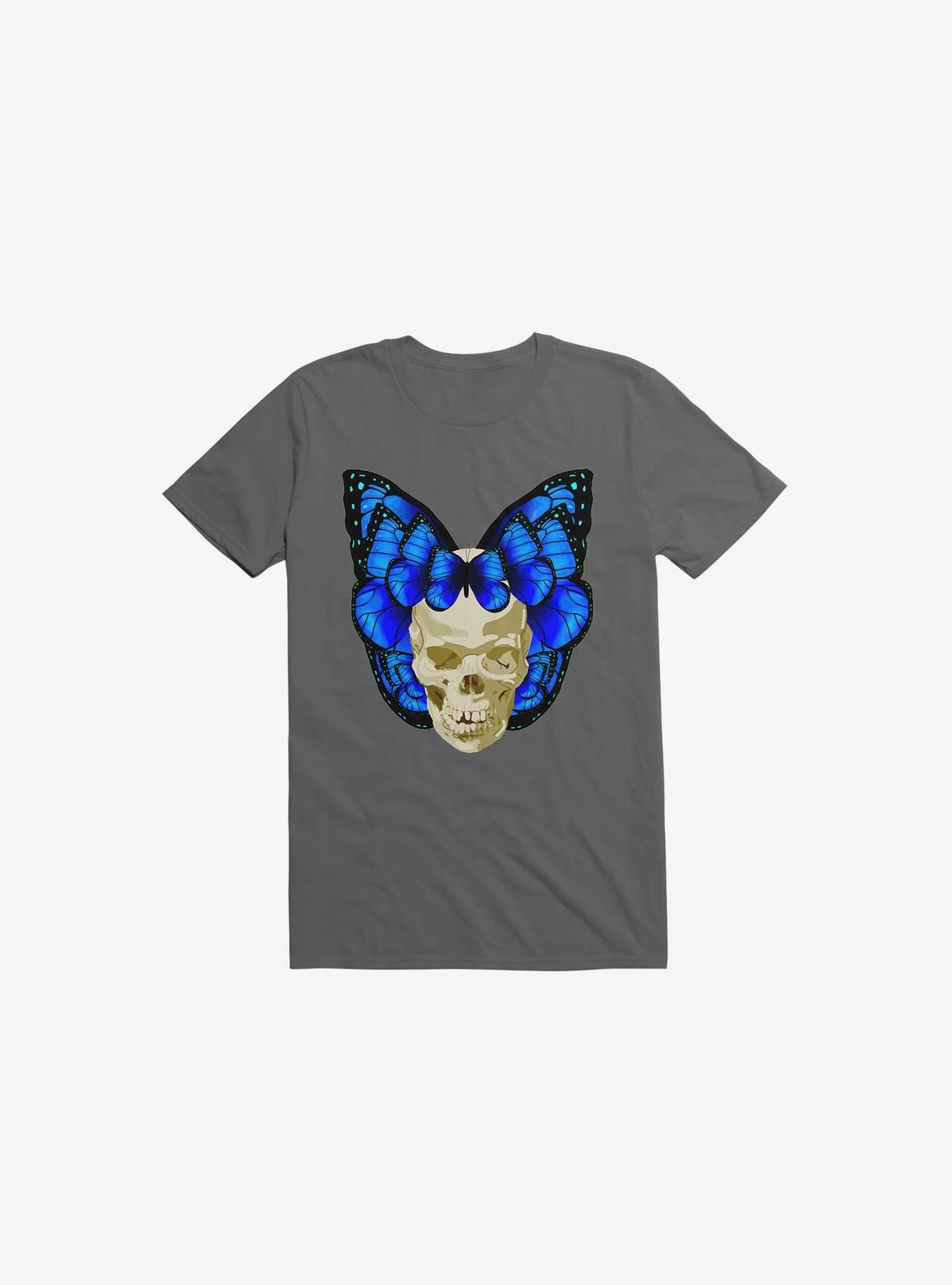 Wings Of Death Butterfly Skull Asphalt Grey T-Shirt