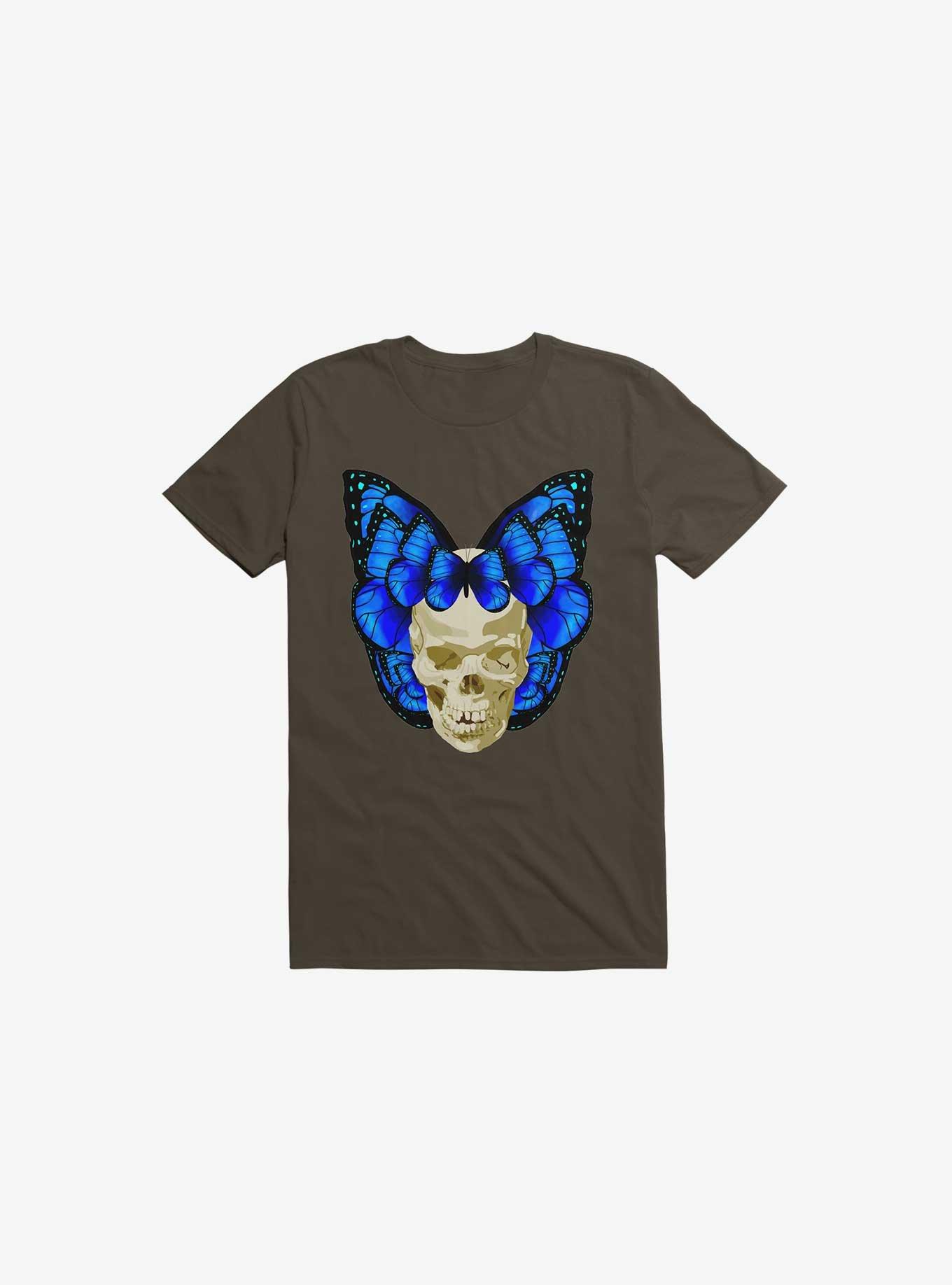 Wings Of Death Butterfly Skull Brown T-Shirt, , hi-res