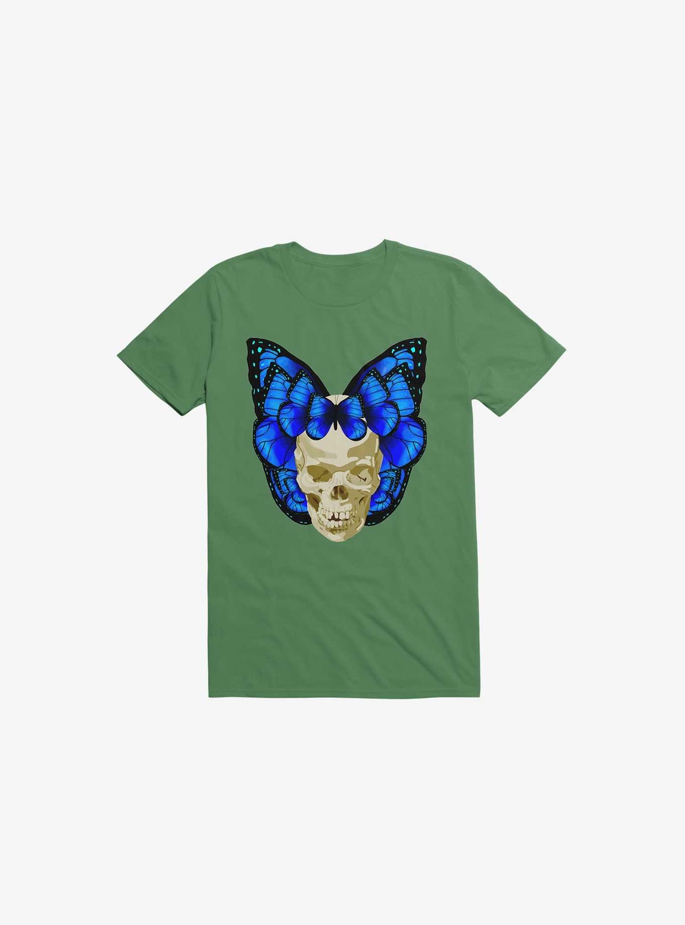 Wings Of Death Butterfly Skull Kelly Green T-Shirt