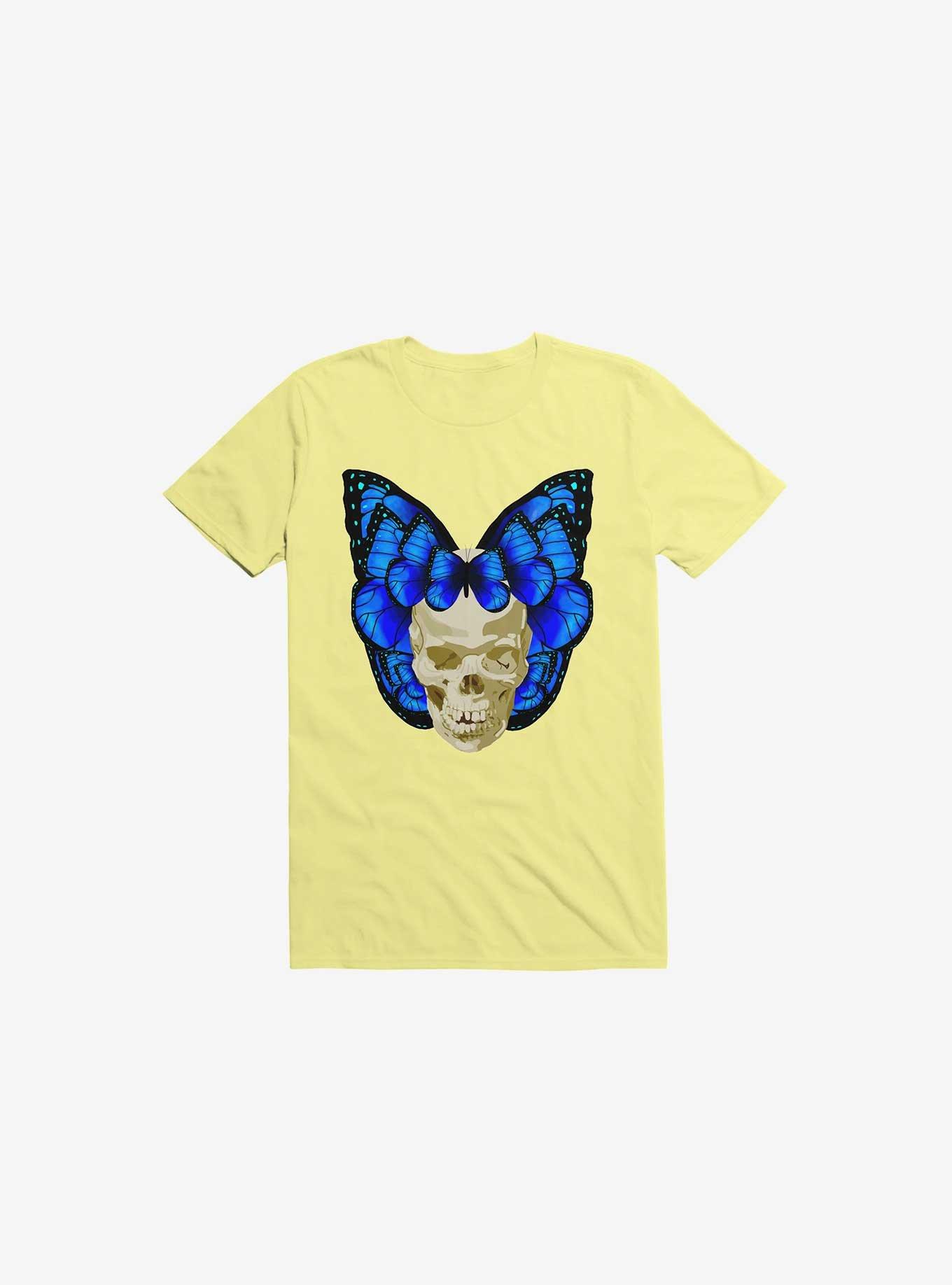 Wings Of Death Butterfly Skull Corn Silk Yellow T-Shirt, , hi-res