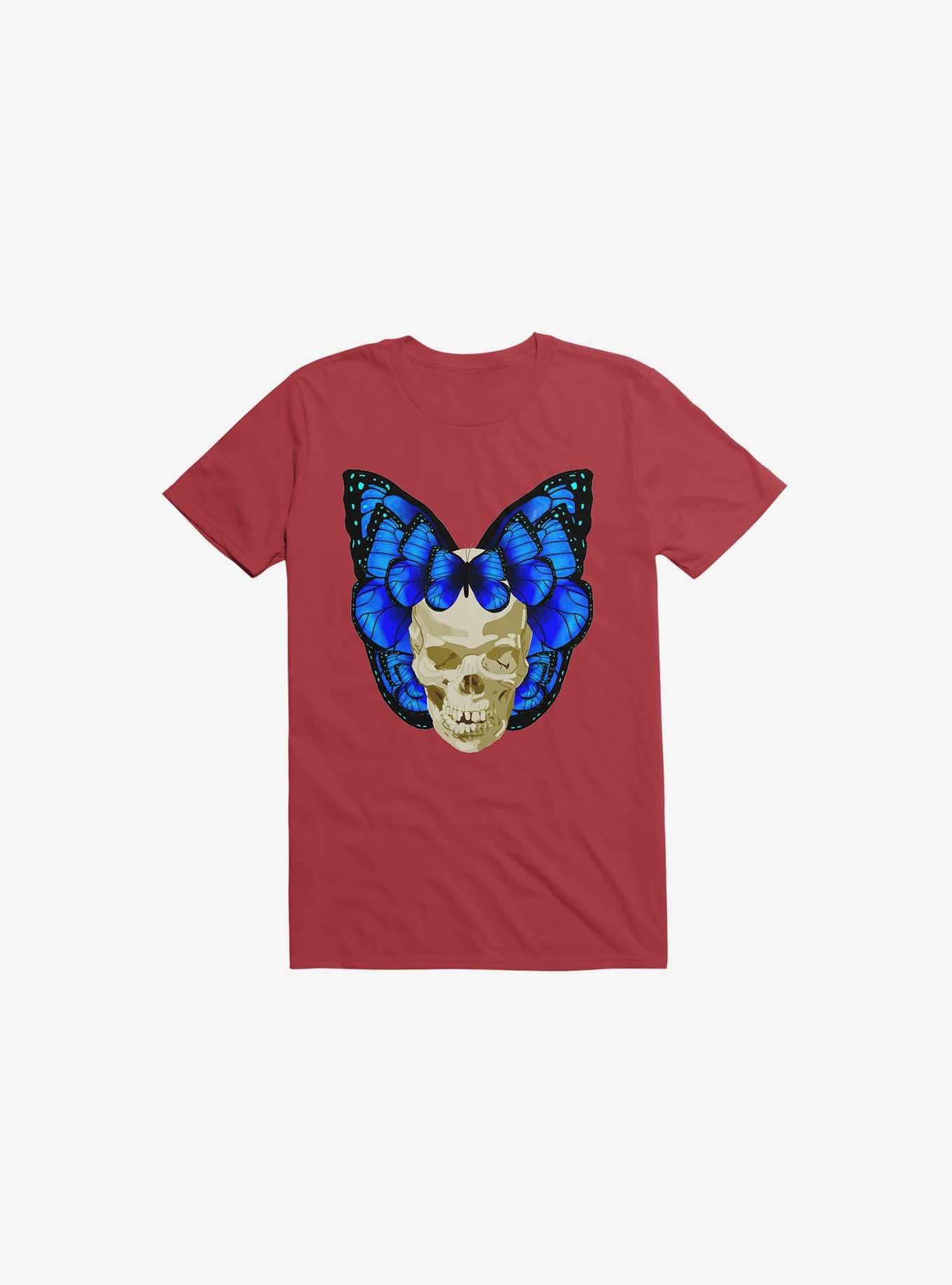 Wings Of Death Butterfly Skull Red T-Shirt, , hi-res