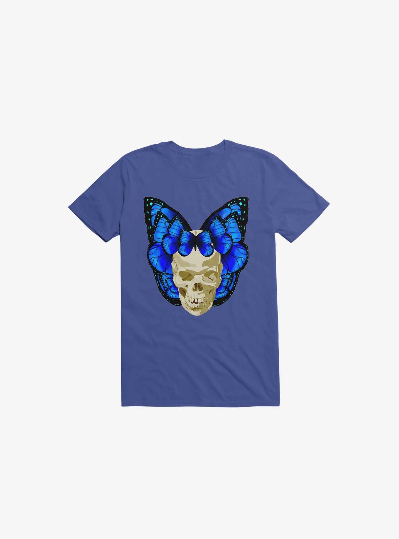 Wings Of Death Butterfly Skull Royal Blue T-Shirt