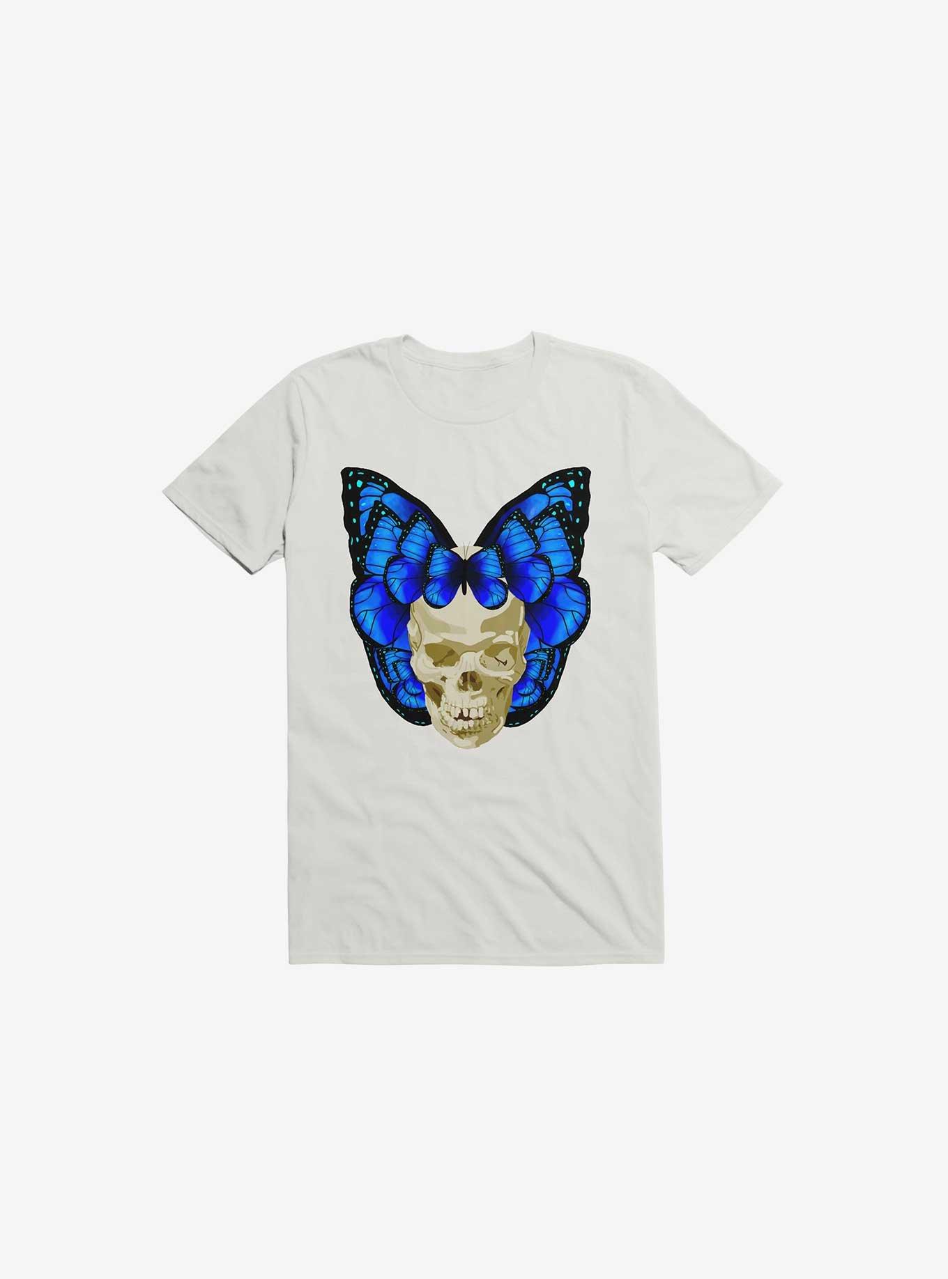 Wings Of Death Butterfly Skull White T-Shirt, , hi-res