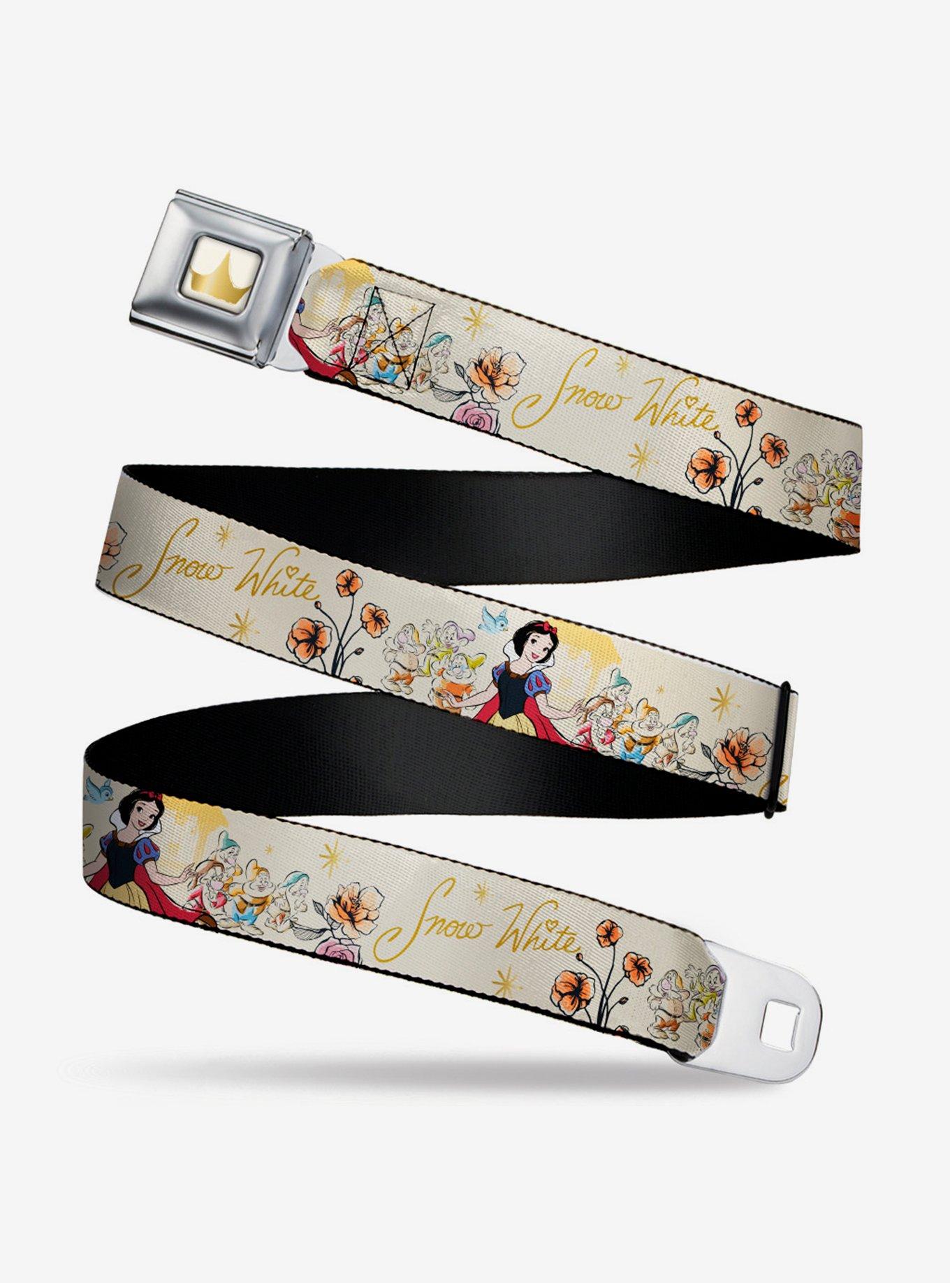 Disney Snow White And The Seven Dwarfs Flowers Yellow Seatbelt Belt, MULTICOLOR, hi-res