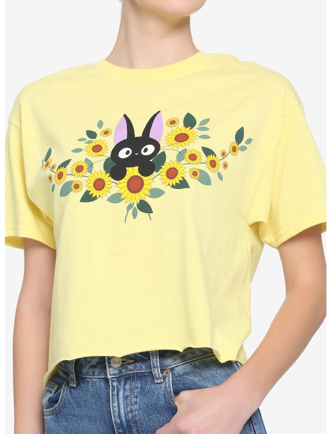 Her Universe Studio Ghibli Kiki's Delivery Service Jiji Sunflower Girls Crop T-Shirt, MULTI, hi-res