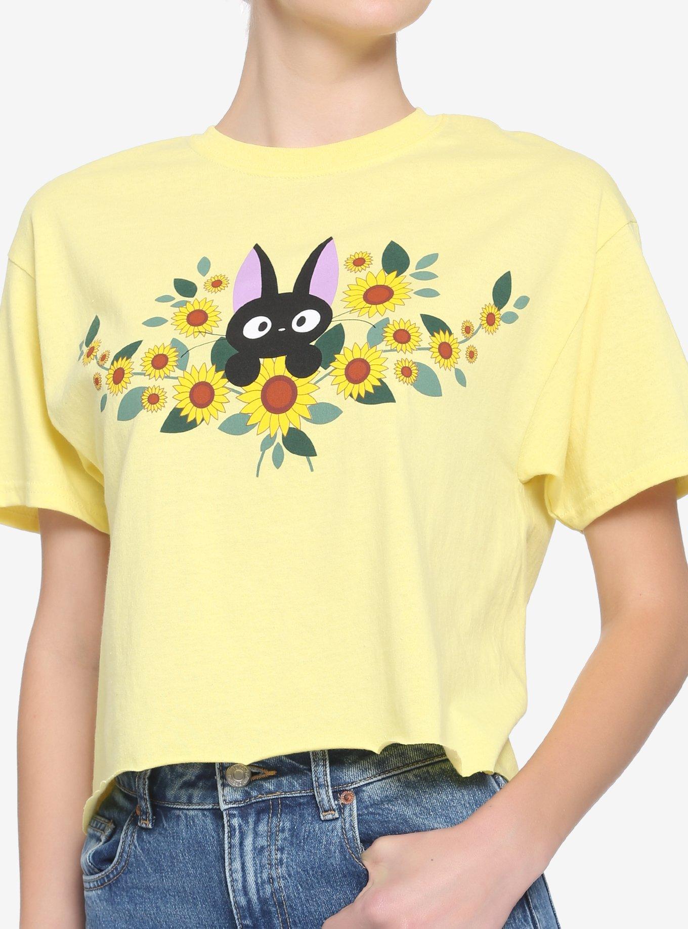 Her Universe Studio Ghibli Kiki's Delivery Service Jiji Sunflower Girls Crop T-Shirt, MULTI, hi-res