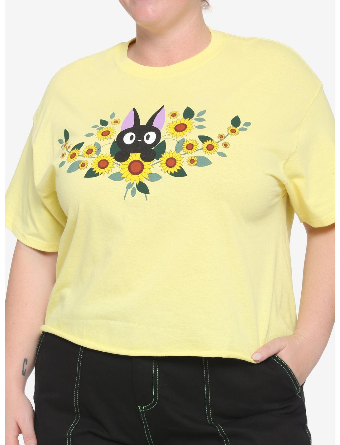 Her Universe Studio Ghibli Kiki's Delivery Service Jiji Sunflower Girls Crop T-Shirt Plus Size, MULTI, hi-res