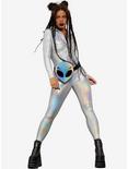 Holographic Catsuit Costume, SILVER, hi-res