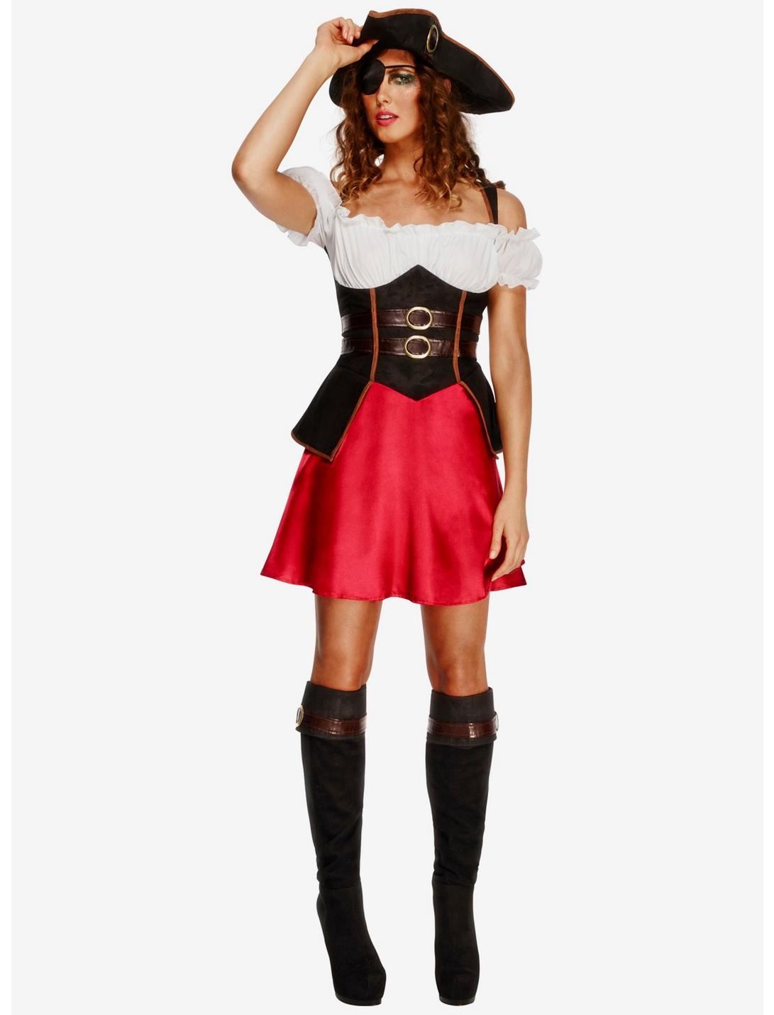 Pirate Wench Costume, RED, hi-res
