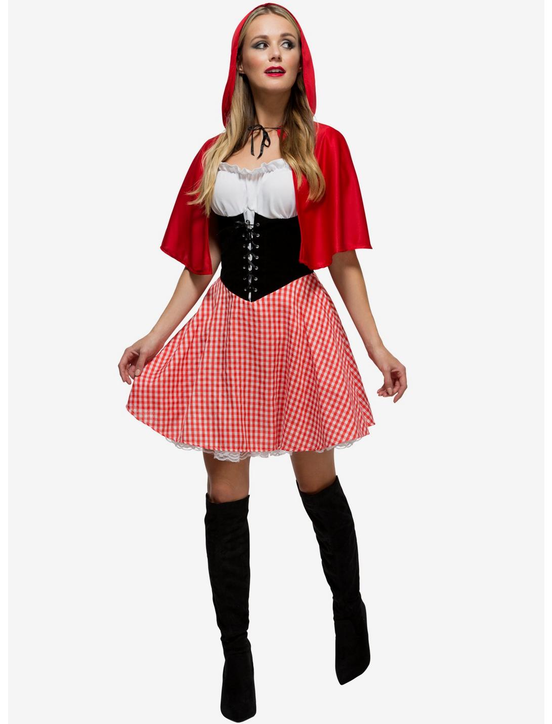 Red Riding Hood Corset Costume, RED, hi-res