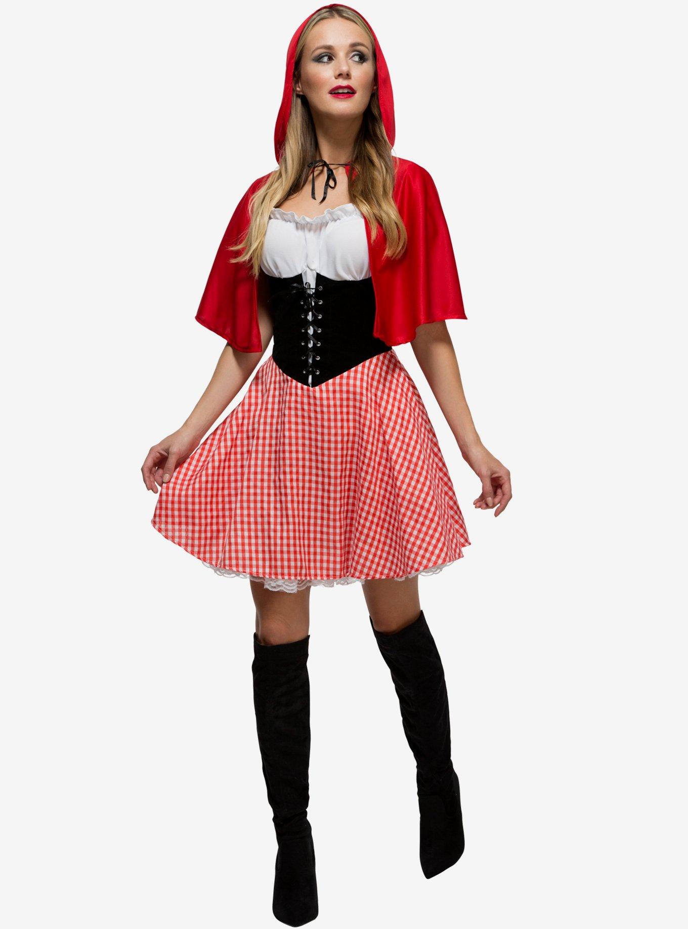 Red Riding Hood Corset Costume, RED, hi-res