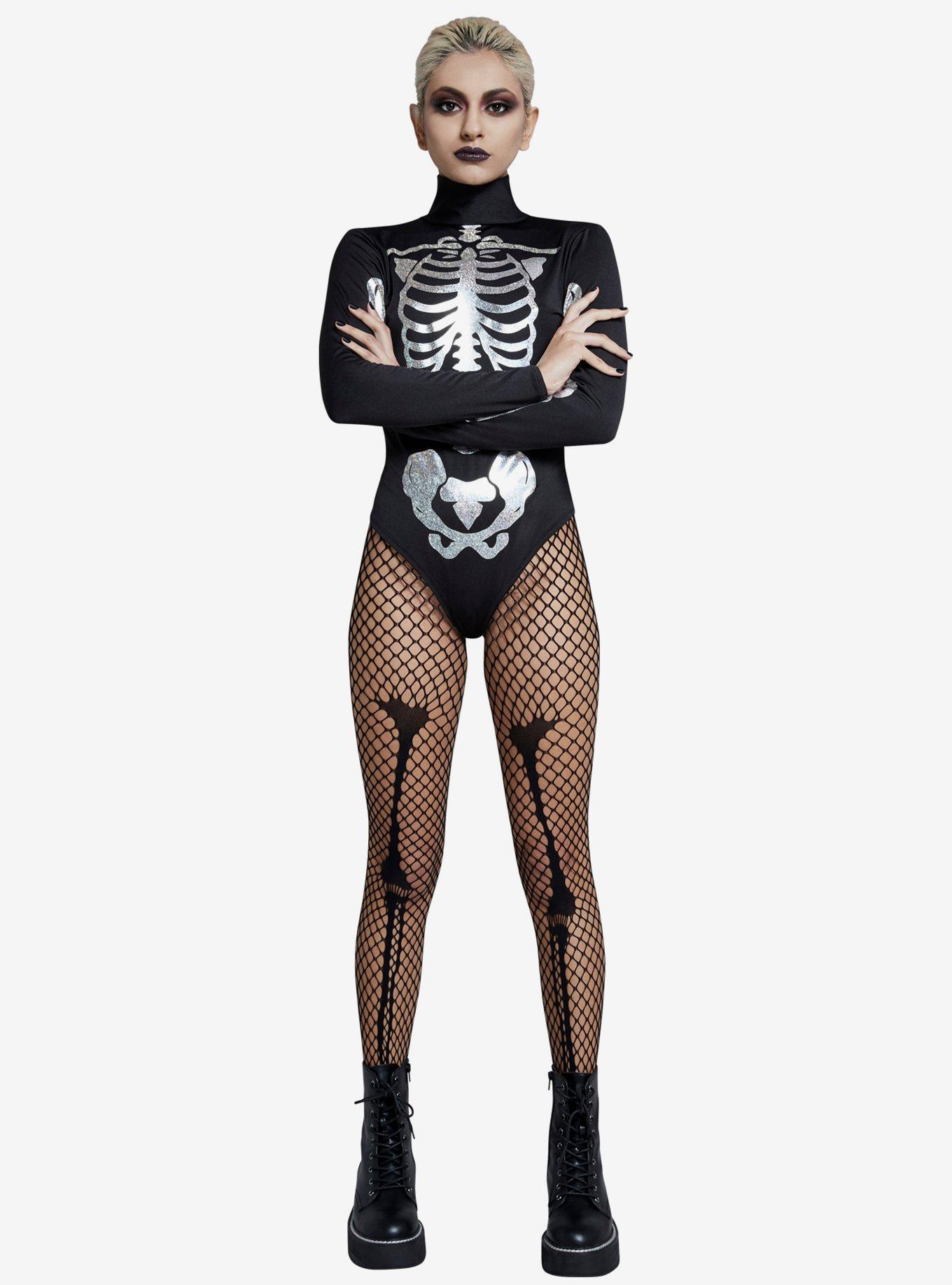 Skeleton Bodysuit, BLACK, hi-res